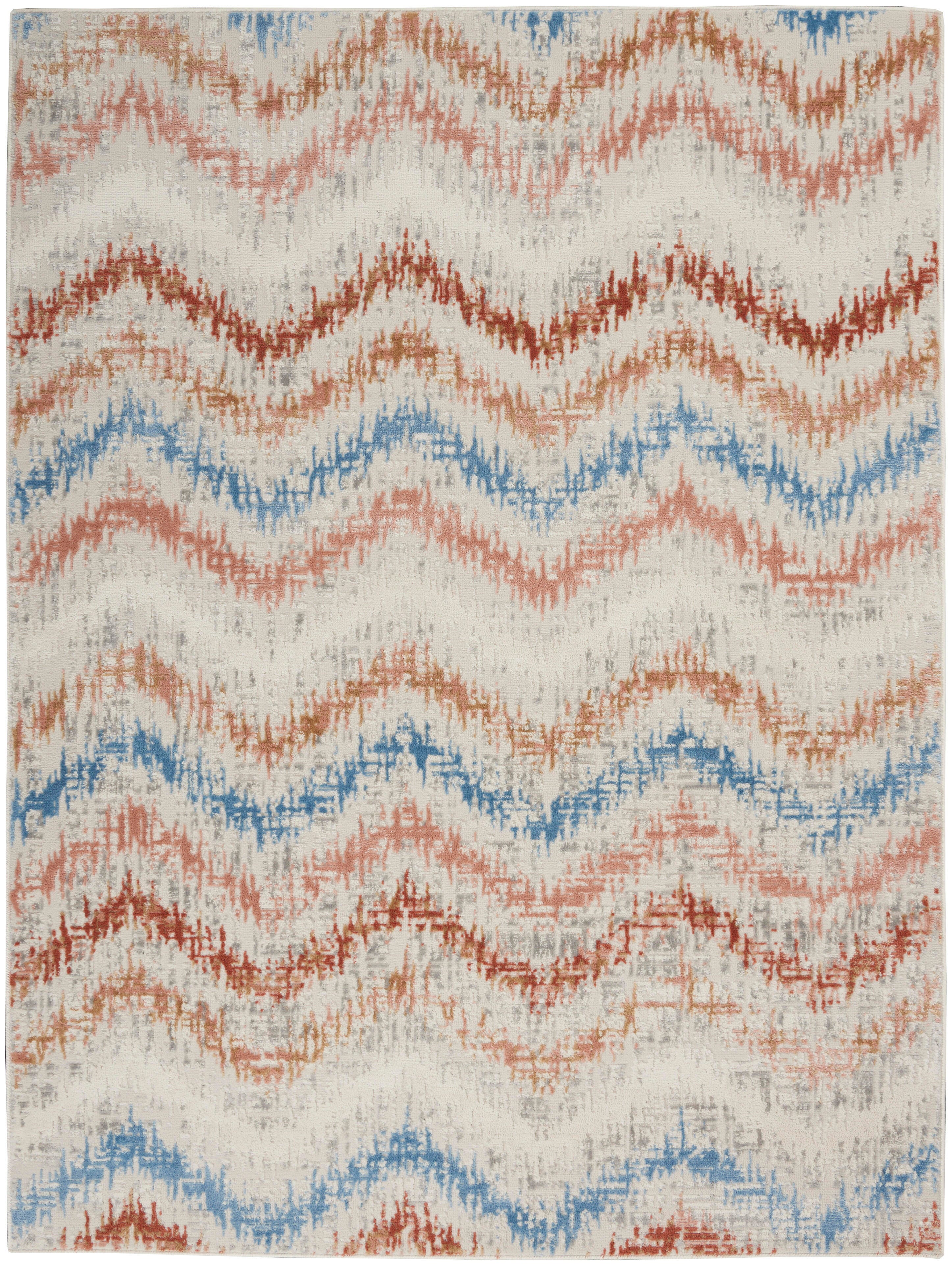 Nourison Nourison Elation 5'3" x 7'3" Ivory Multicolor Modern Indoor Rug, Ivory, large