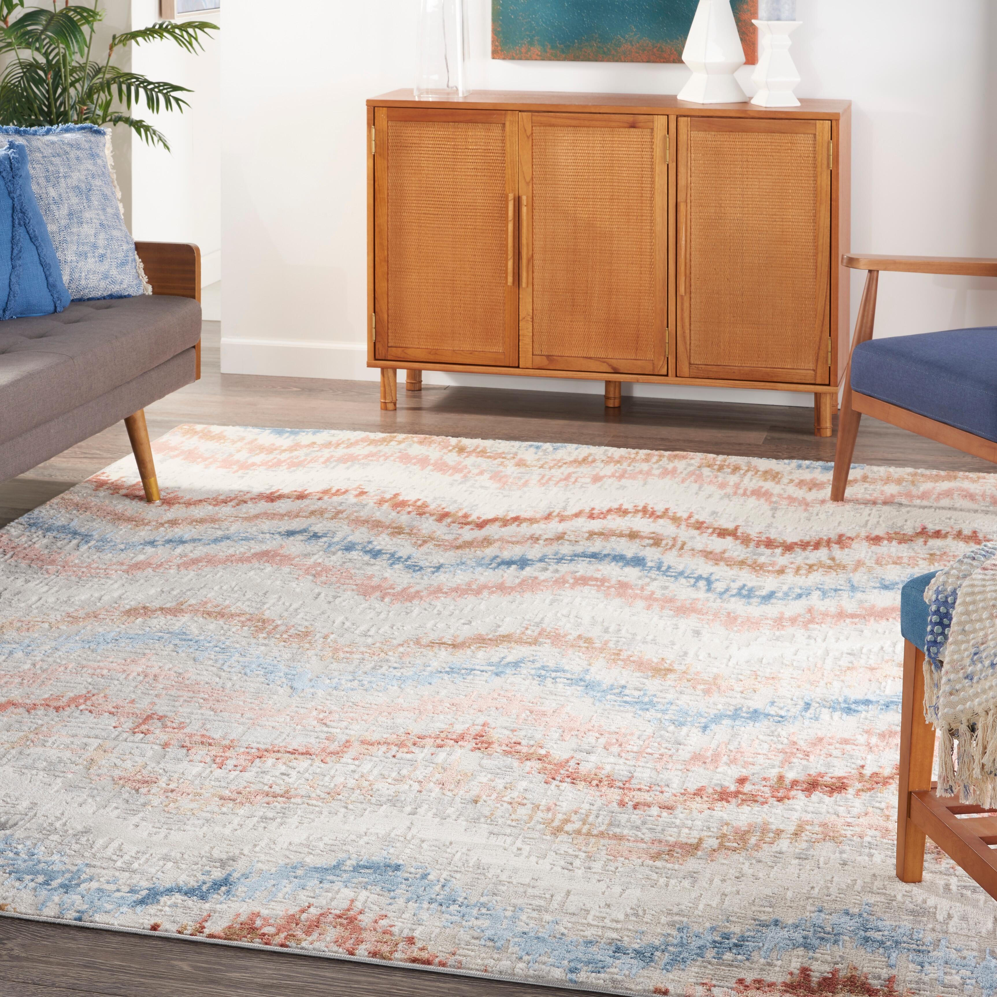Nourison Nourison Elation 7'10" x 9'10" Ivory Multicolor Modern Indoor Rug, Ivory, rollover