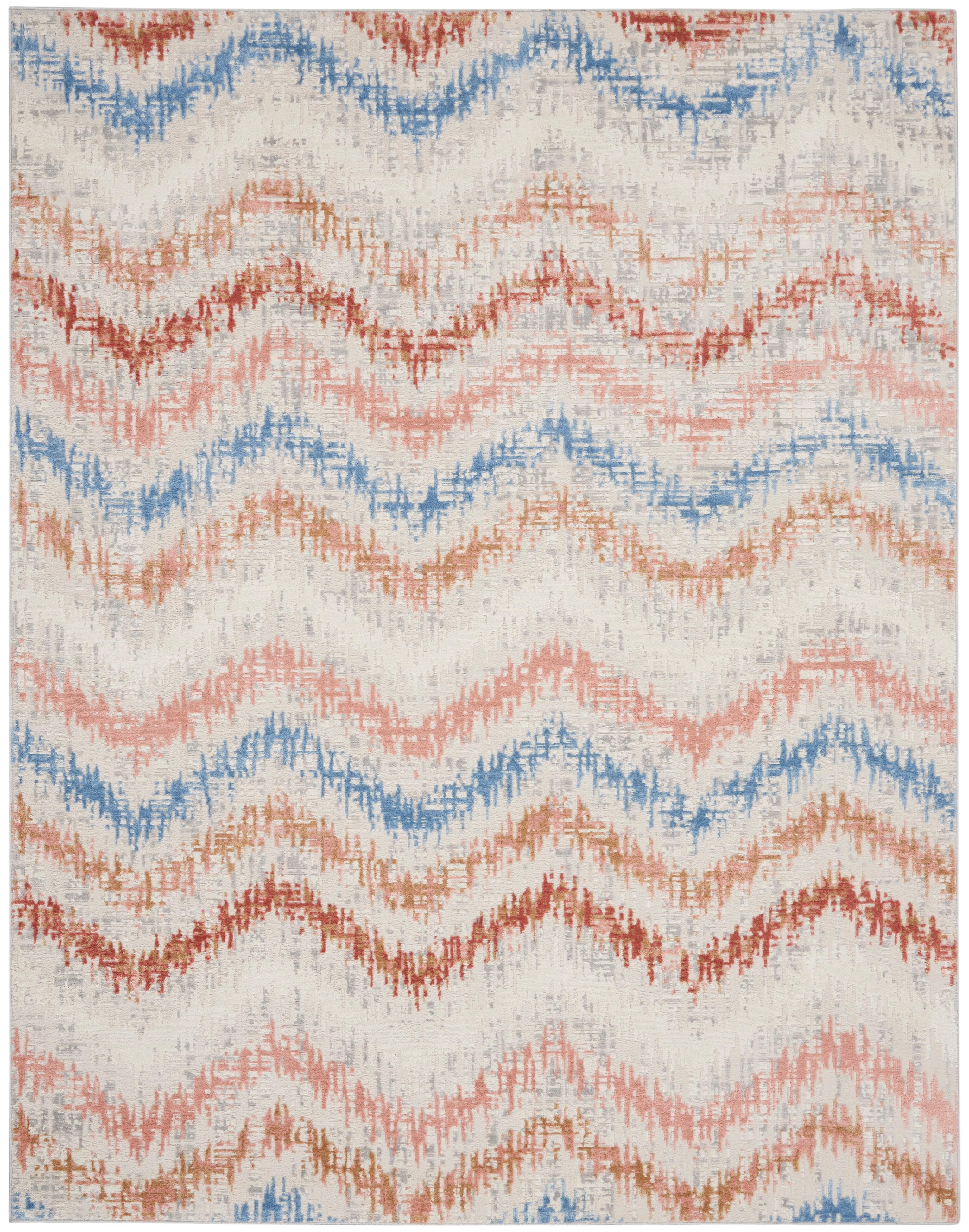 Nourison Nourison Elation 7'10" x 9'10" Ivory Multicolor Modern Indoor Rug, Ivory, large