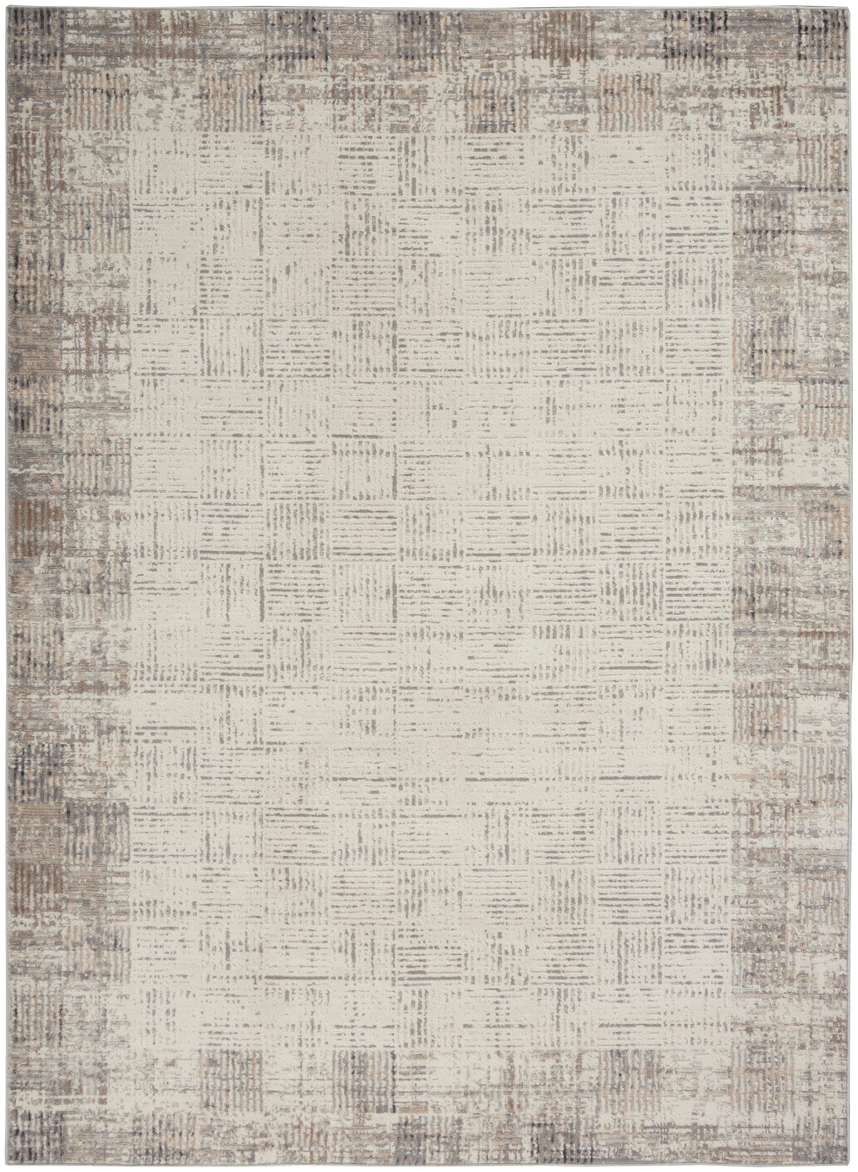 Nourison Nourison Elation 4' x 6' Ivory Grey Modern Indoor Rug, Cream, large