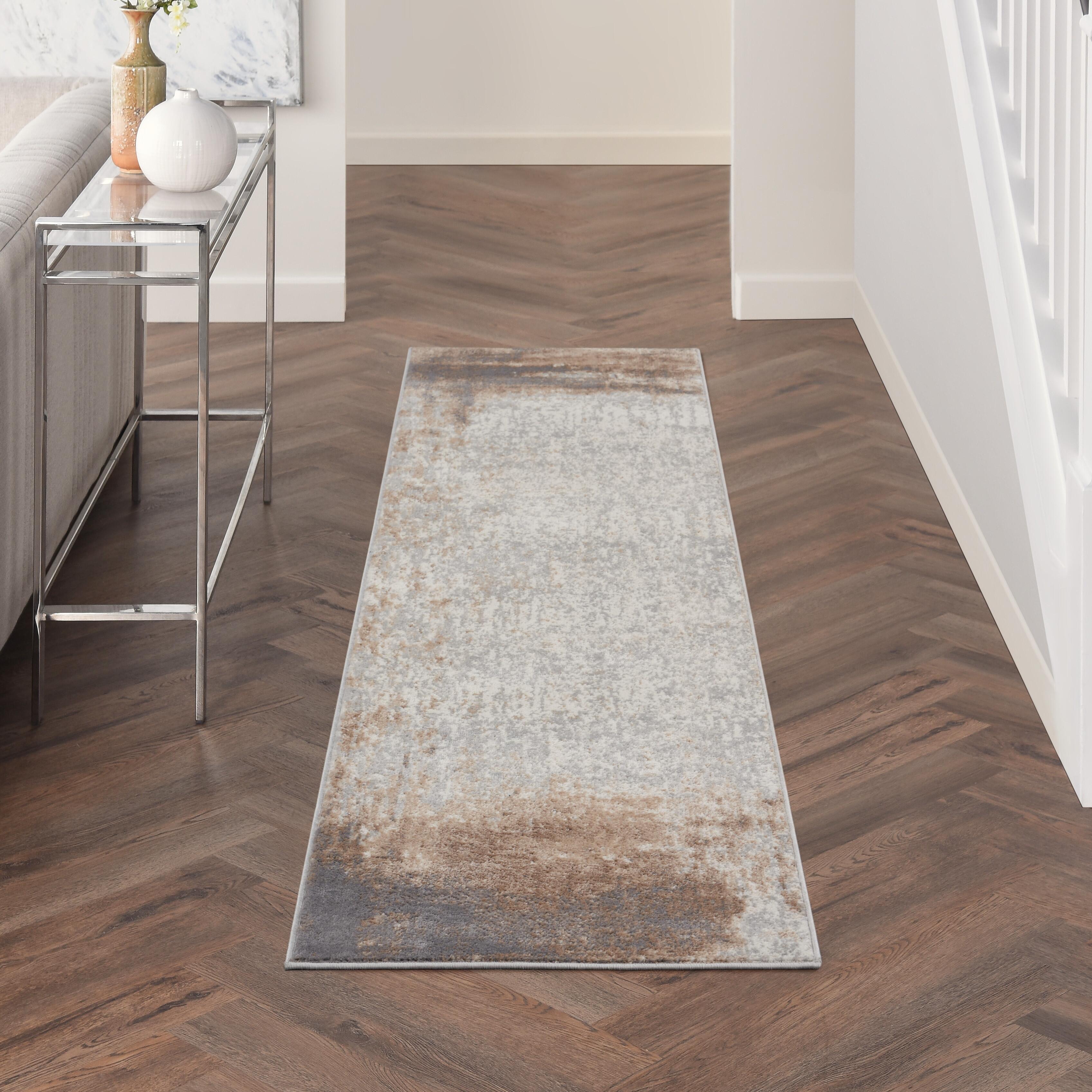 Nourison Nourison Elation 2'3" x 7'6" Grey Ivory Modern Indoor Rug, Gray, rollover