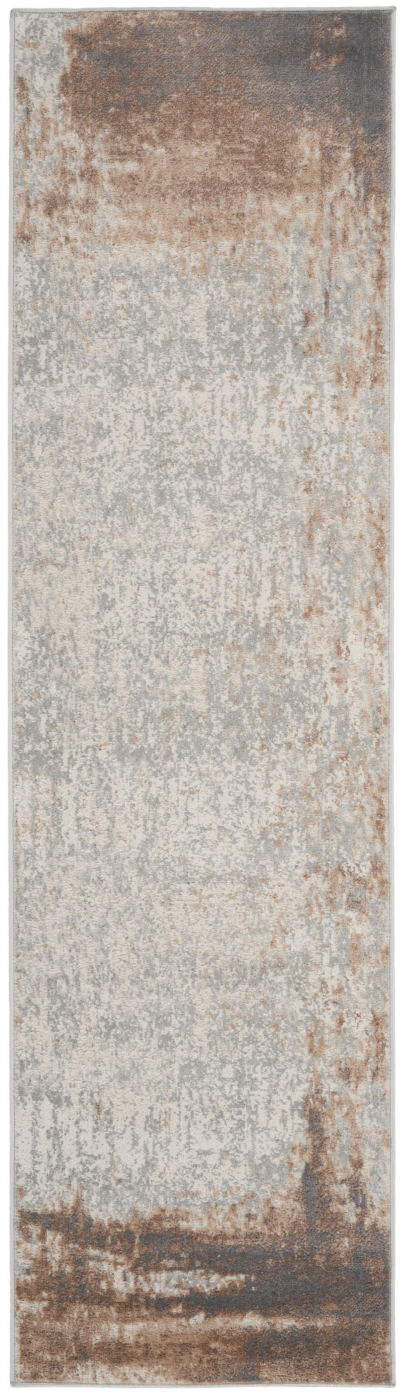 Nourison Nourison Elation 2'3" x 7'6" Grey Ivory Modern Indoor Rug, Gray, large