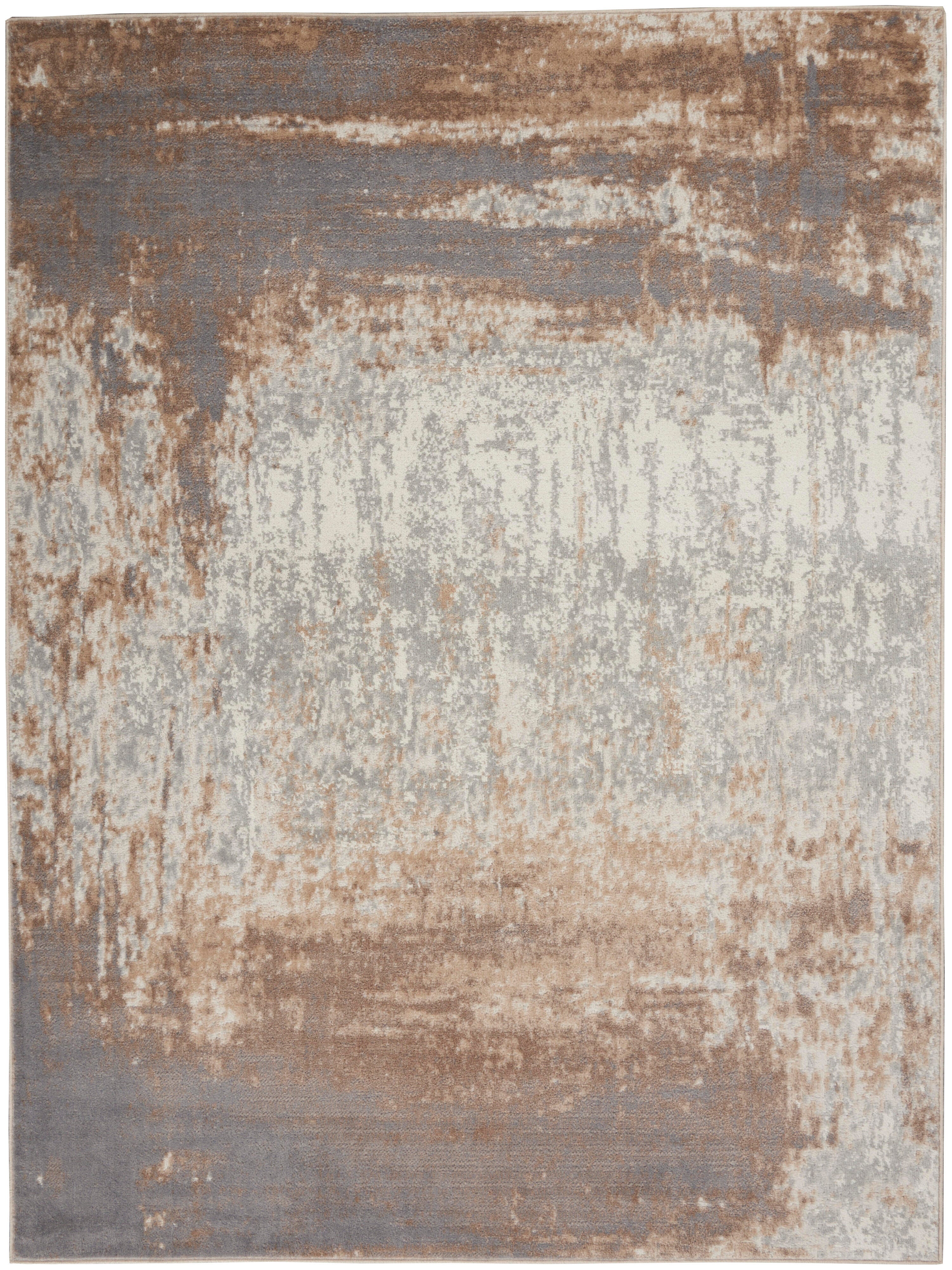 Nourison Nourison Elation 5'3" x 7'3" Grey Ivory Modern Indoor Rug, Gray, large