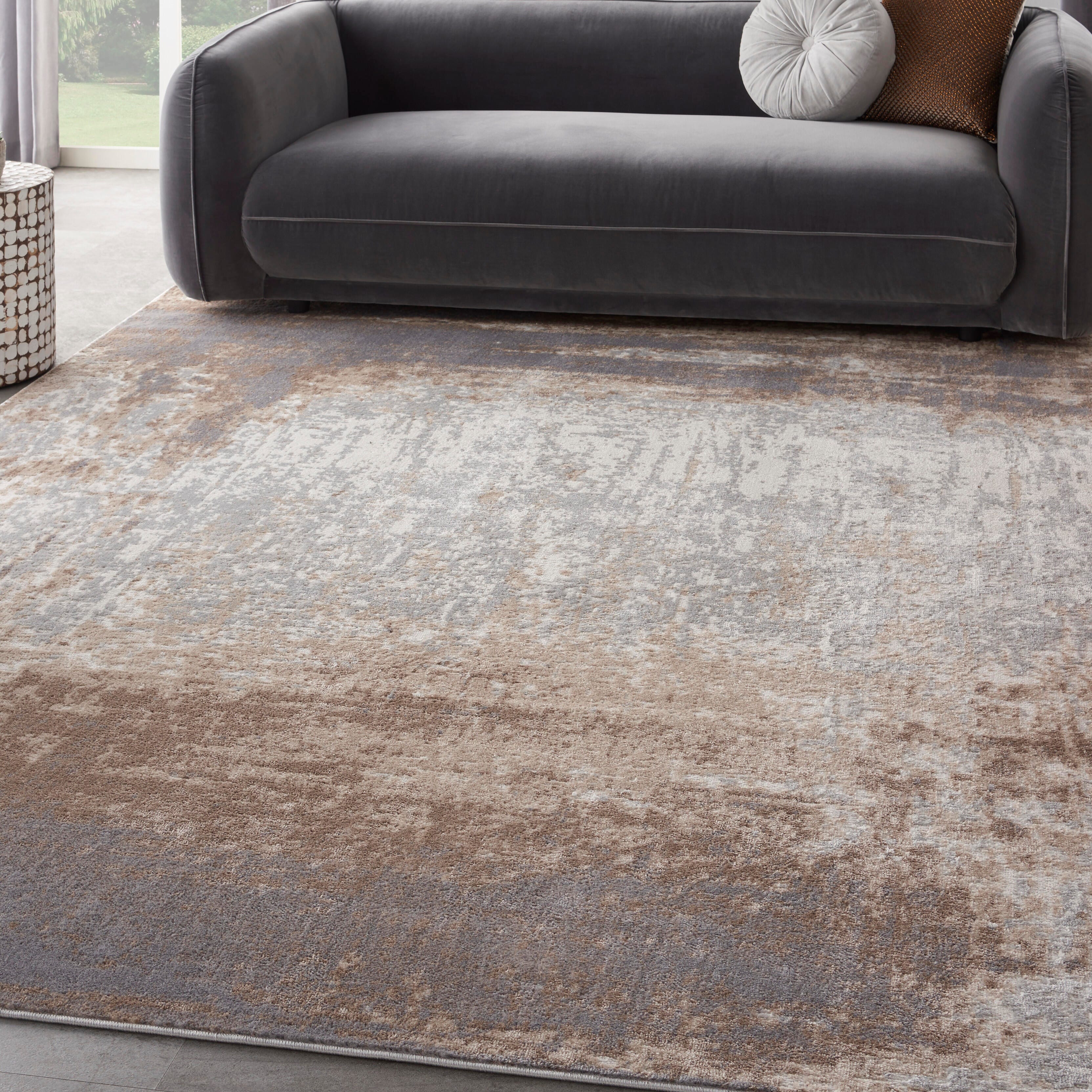 Nourison Nourison Elation 7'10" x 9'10" Grey Ivory Modern Indoor Rug, Gray, rollover