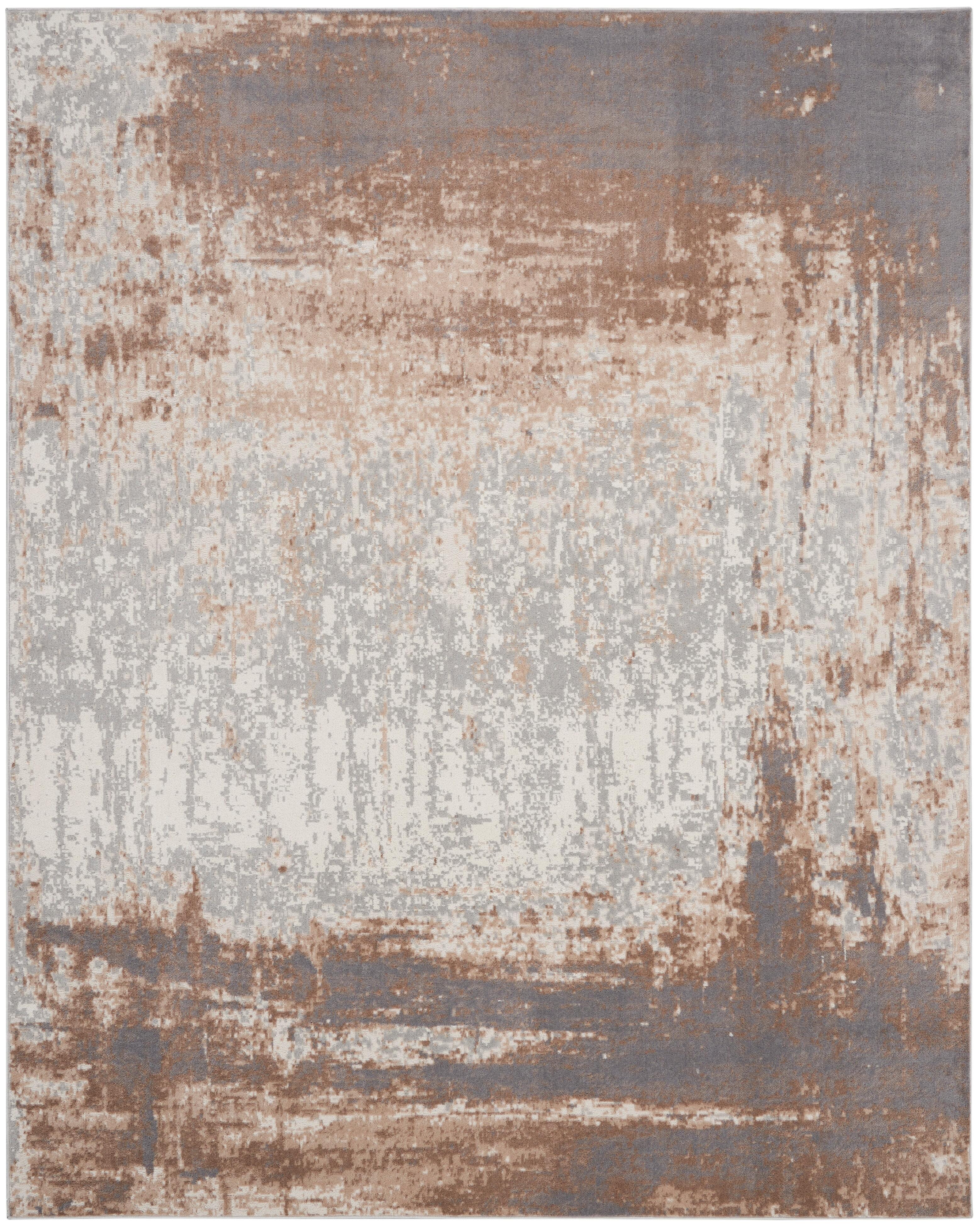 Nourison Nourison Elation 7'10" x 9'10" Grey Ivory Modern Indoor Rug, Gray, large