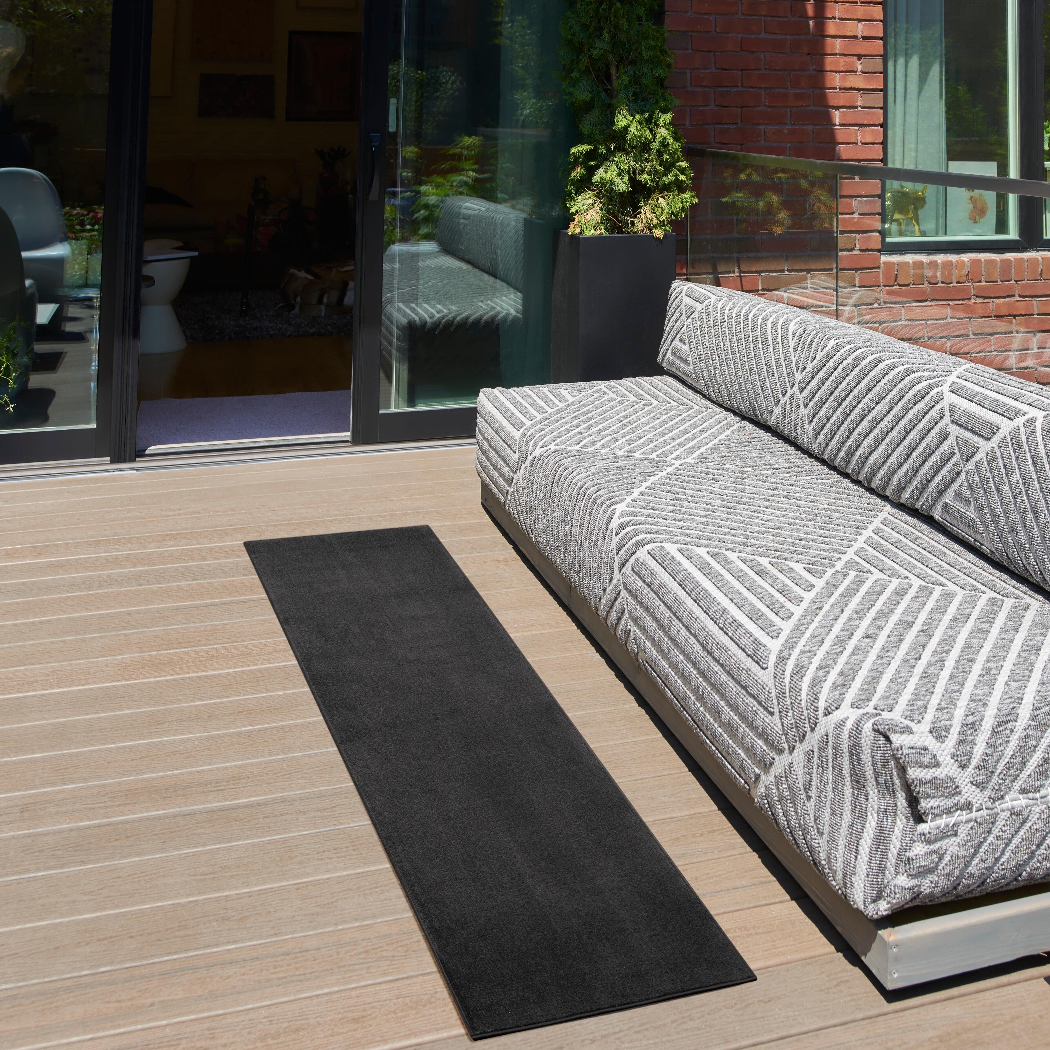 Nourison Home Nourison Nourison Essentials 2' x 6' Black Outdoor Indoor/Outdoor Rug, Black, rollover