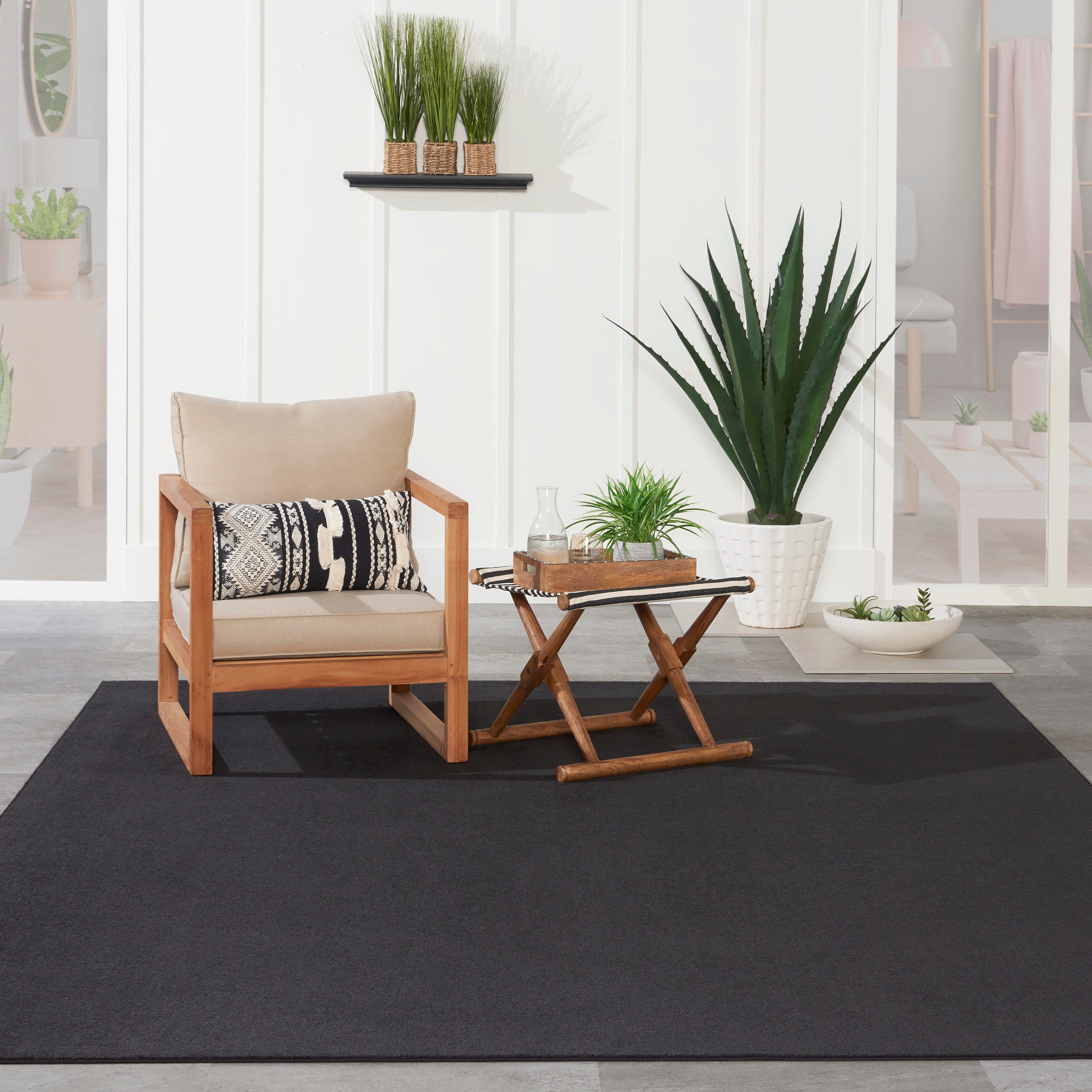 Nourison Home Nourison Nourison Essentials 7' x 10' Black Outdoor Indoor/Outdoor Rug, Black, rollover