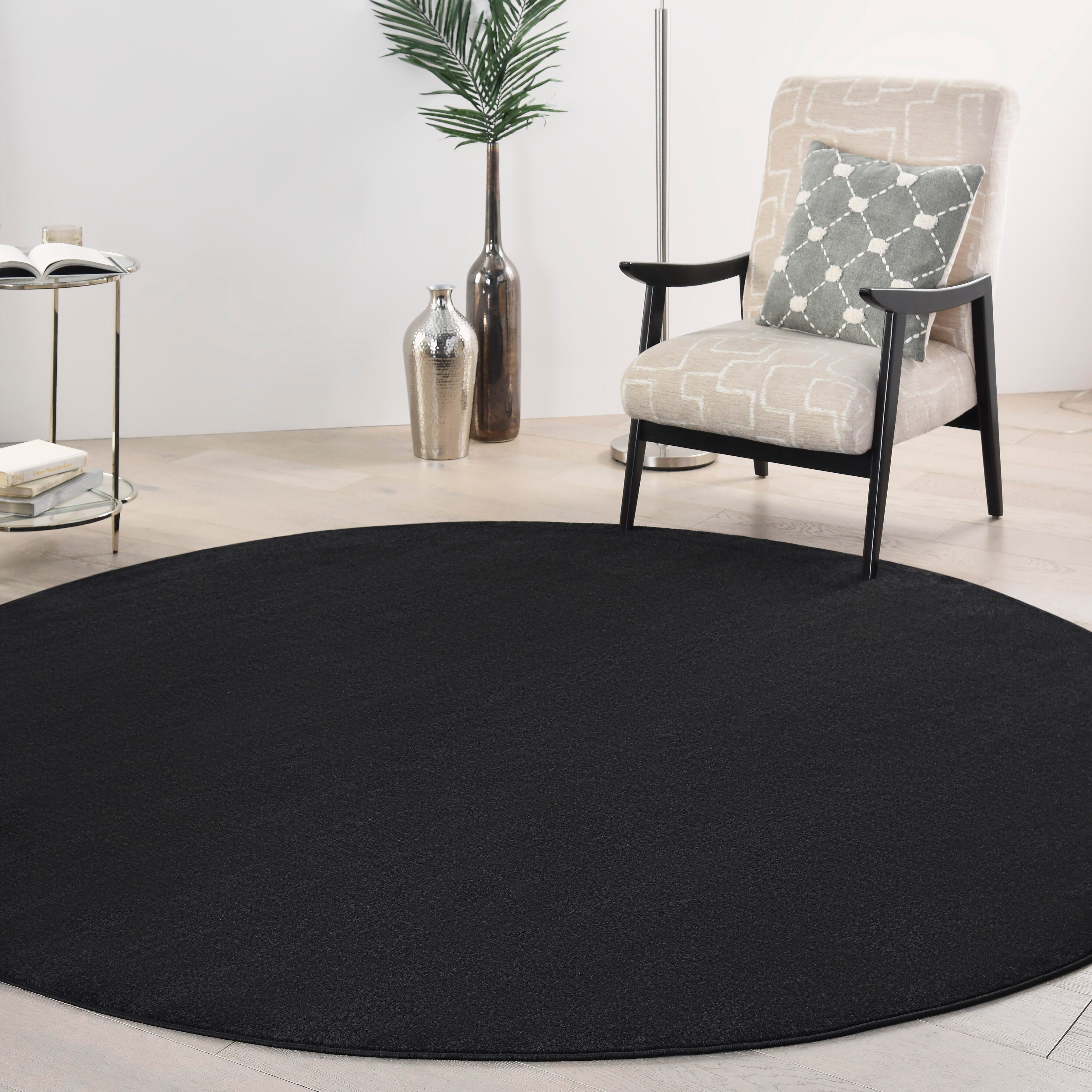 Nourison Home Essentials 8' Round Black Outdoor Indoor/Outdoor Rug