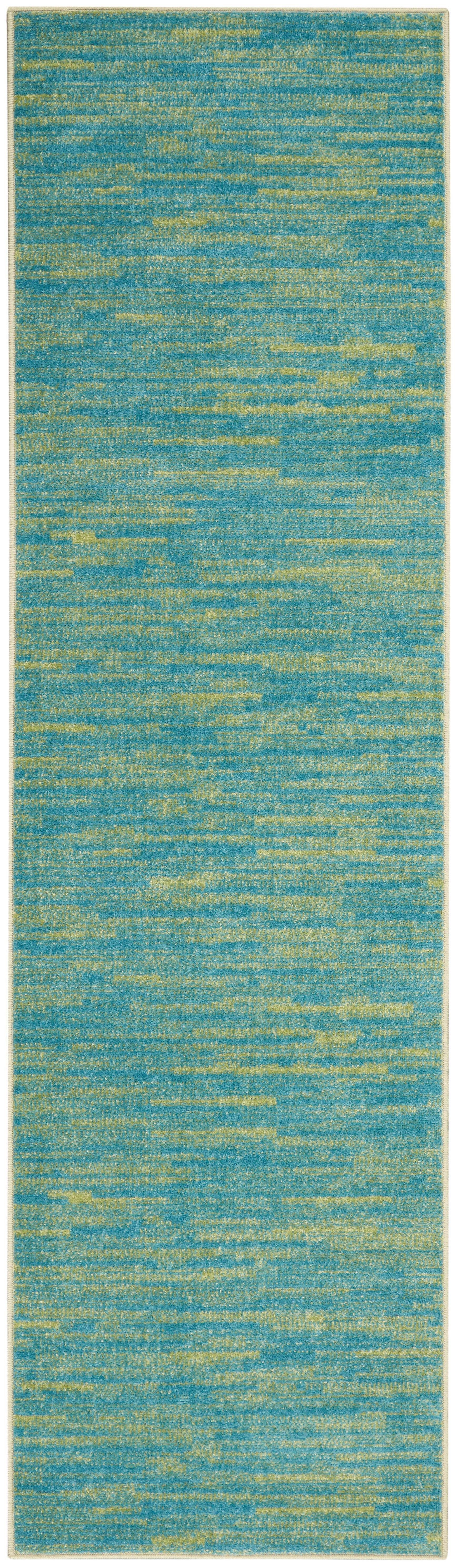 Nourison Home Nourison Nourison Essentials 2' x 6' Blue Green Outdoor Indoor/Outdoor Rug, Blue/Green, large