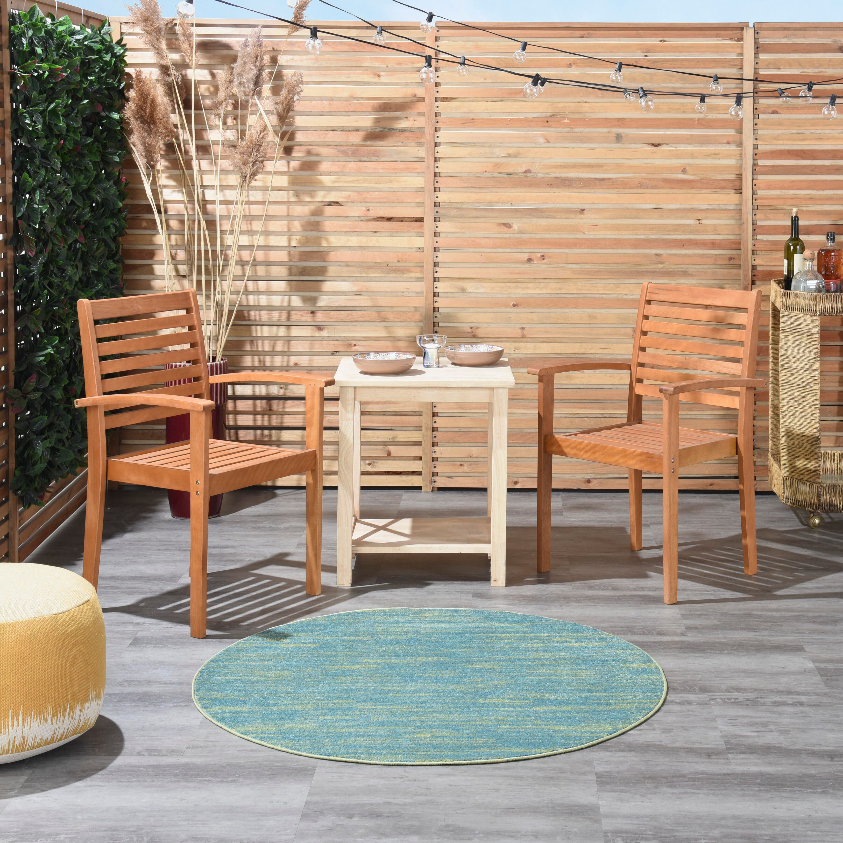 Nourison Home Nourison Nourison Essentials 4' x round Blue Green Outdoor Indoor/Outdoor Rug, Blue/Green, rollover