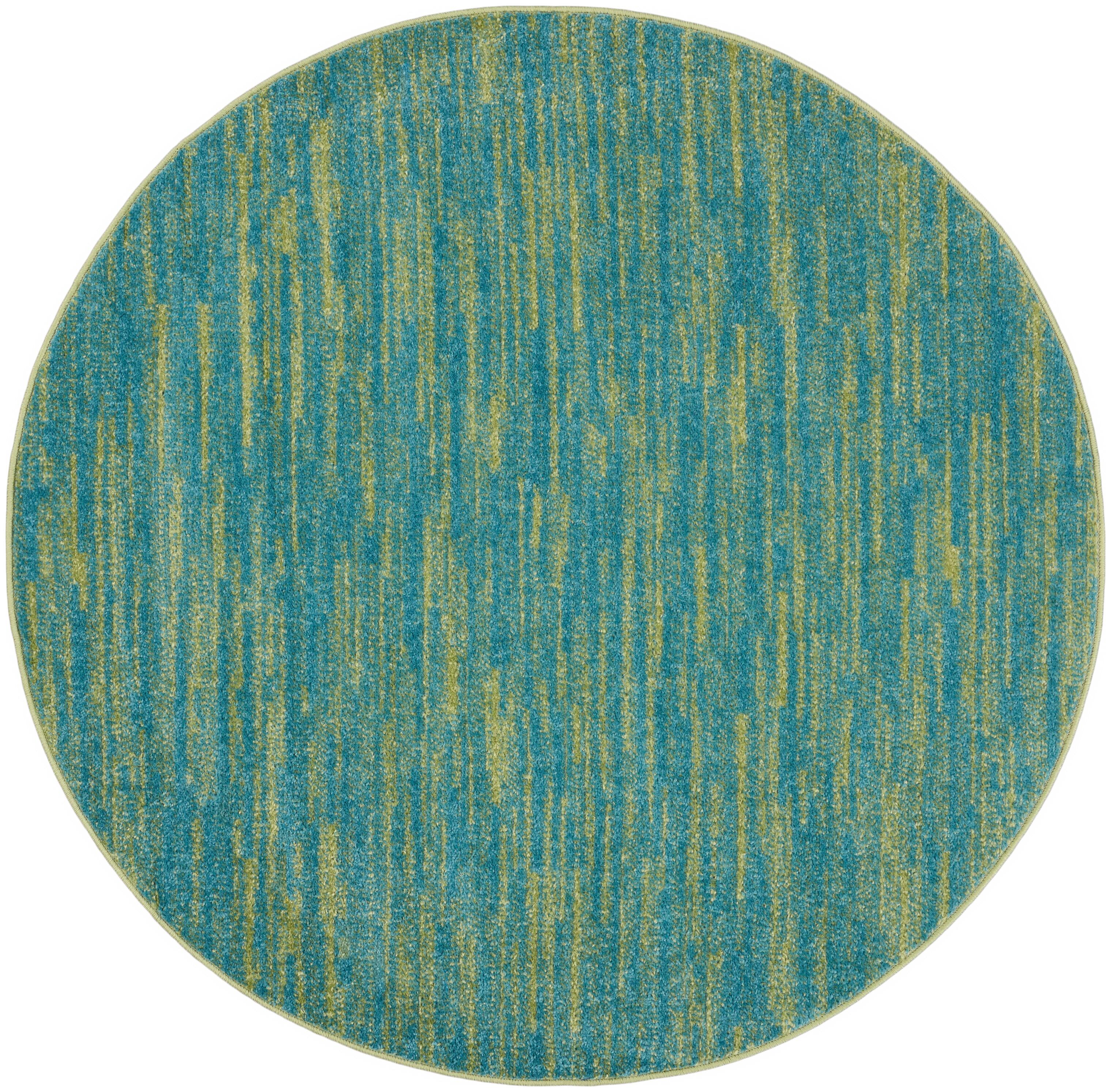 Nourison Home Nourison Nourison Essentials 4' x round Blue Green Outdoor Indoor/Outdoor Rug, Blue/Green, large