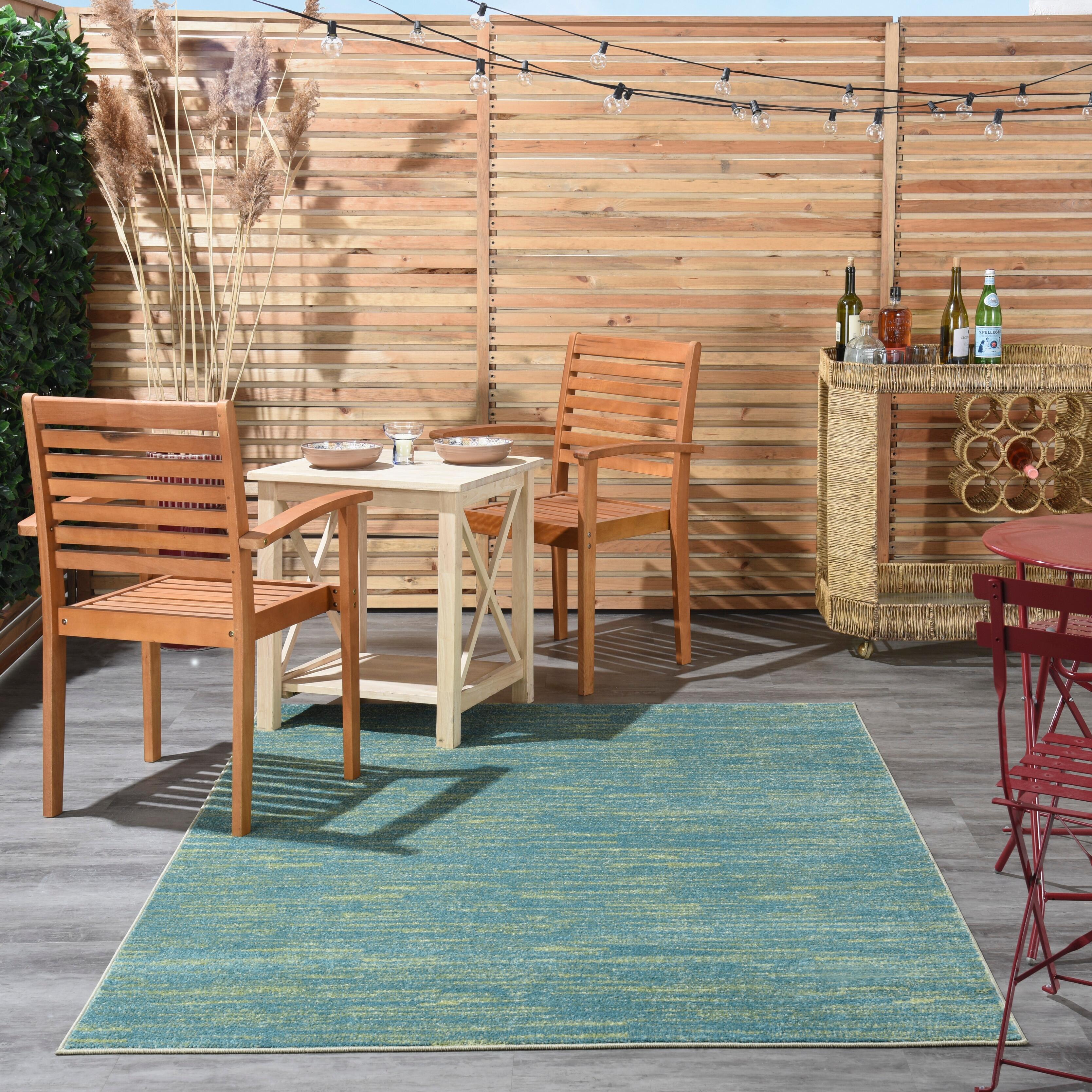 Nourison Home Nourison Nourison Essentials 4' x 6' Blue Green Outdoor Indoor/Outdoor Rug, Blue/Green, rollover