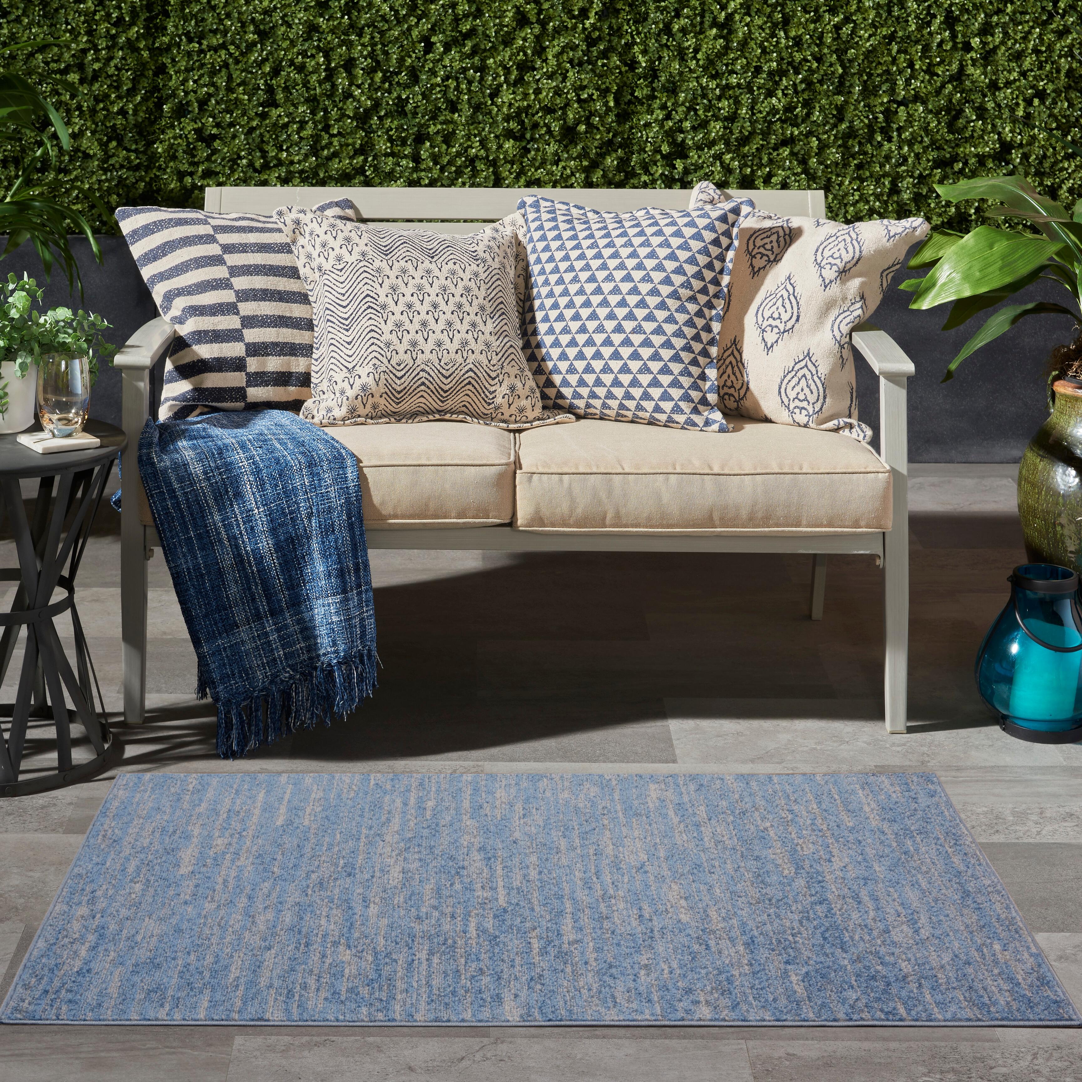 Nourison Home Nourison Nourison Essentials 3' x 5' Blue/Grey Outdoor Indoor/Outdoor Rug, Blue/Gray, rollover
