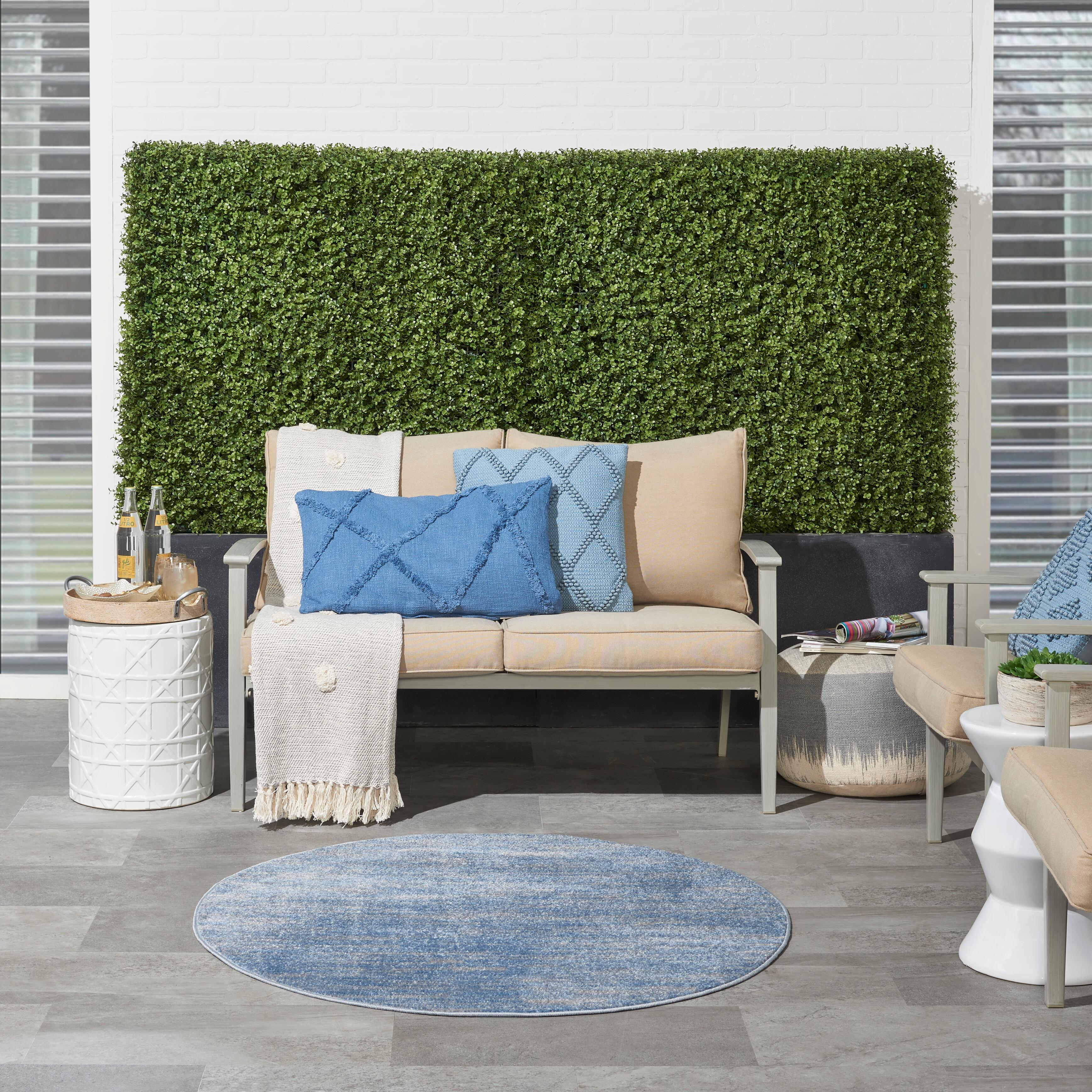 Nourison Home Nourison Nourison Essentials 4' x round Blue/Grey Outdoor Indoor/Outdoor Rug, Blue/Gray, rollover