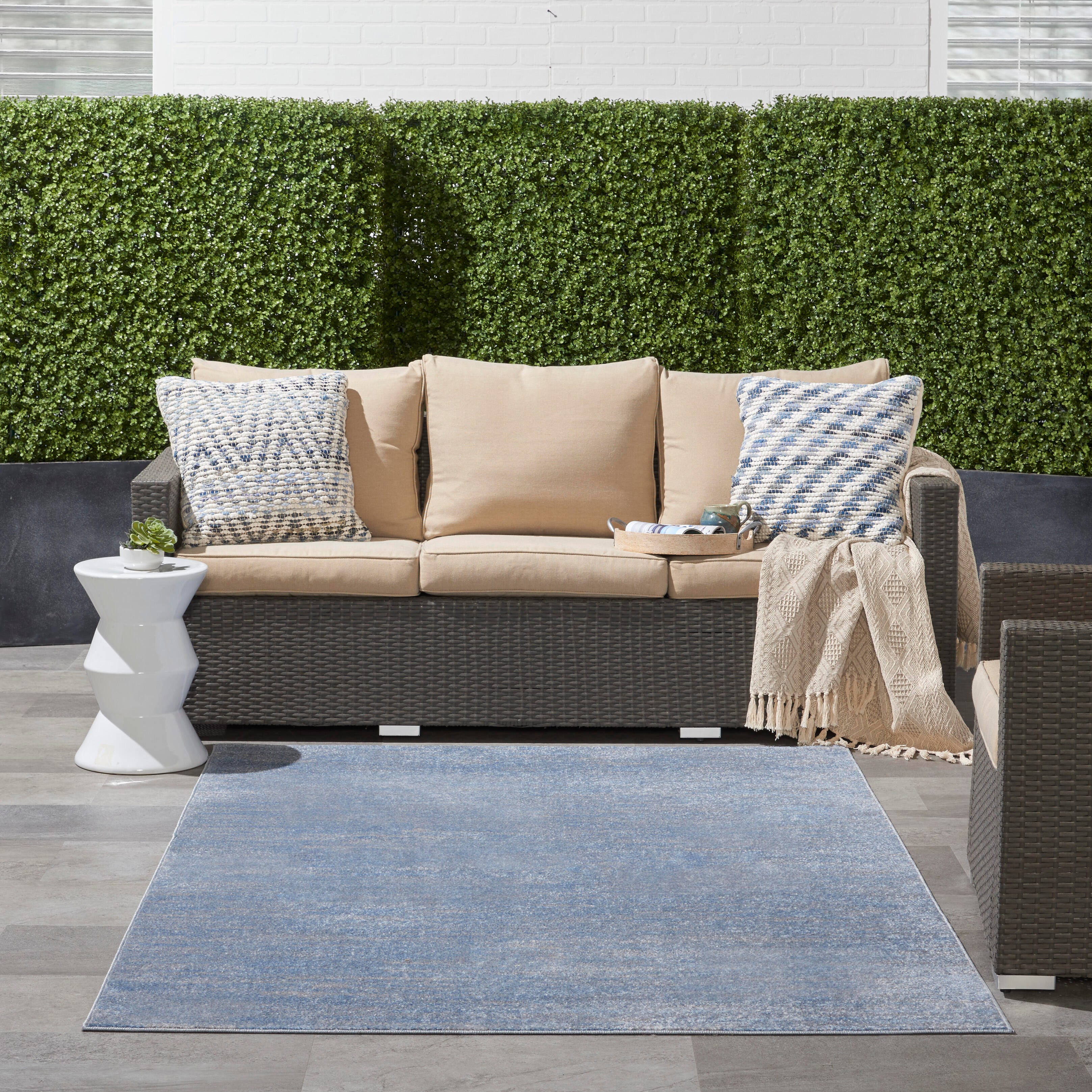 Nourison Home Nourison Nourison Essentials 4' x 6' Blue/Grey Outdoor Indoor/Outdoor Rug, Blue/Gray, rollover