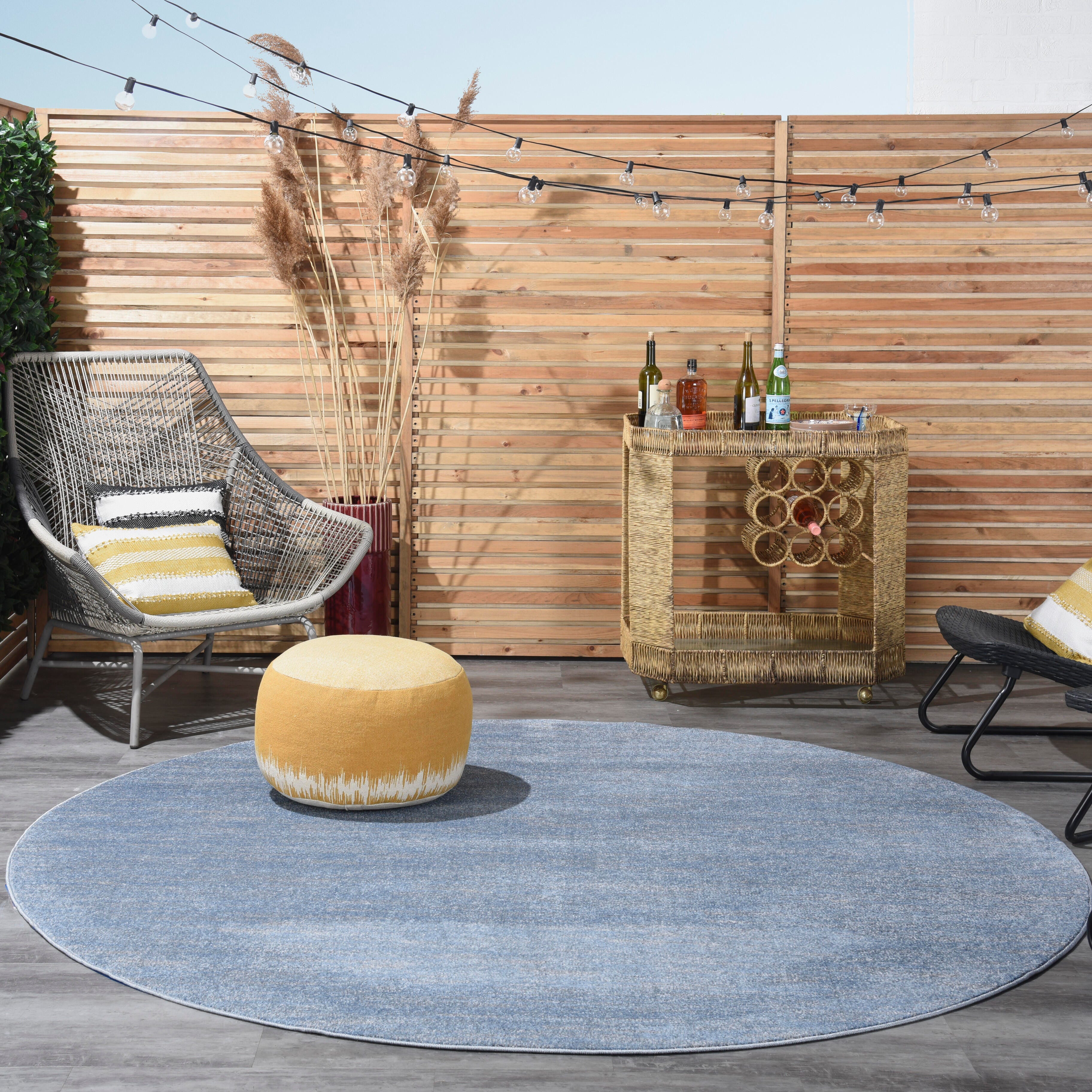 Nourison Home Nourison Nourison Essentials 8' x round Blue/Grey Outdoor Indoor/Outdoor Rug, Blue/Gray, rollover