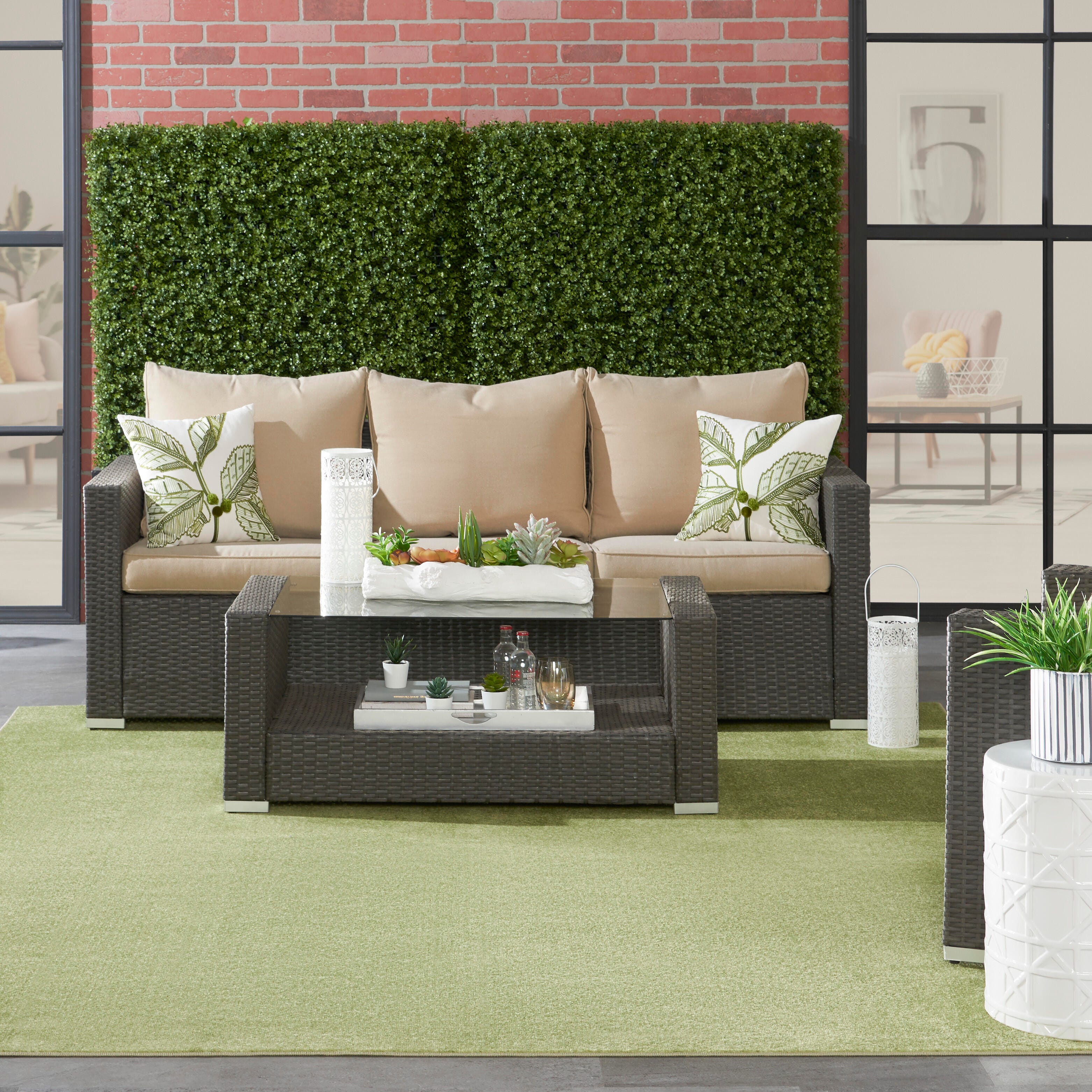 Nourison Home Nourison Nourison Essentials 7' x 10' Green Outdoor Indoor/Outdoor Rug, Green, rollover