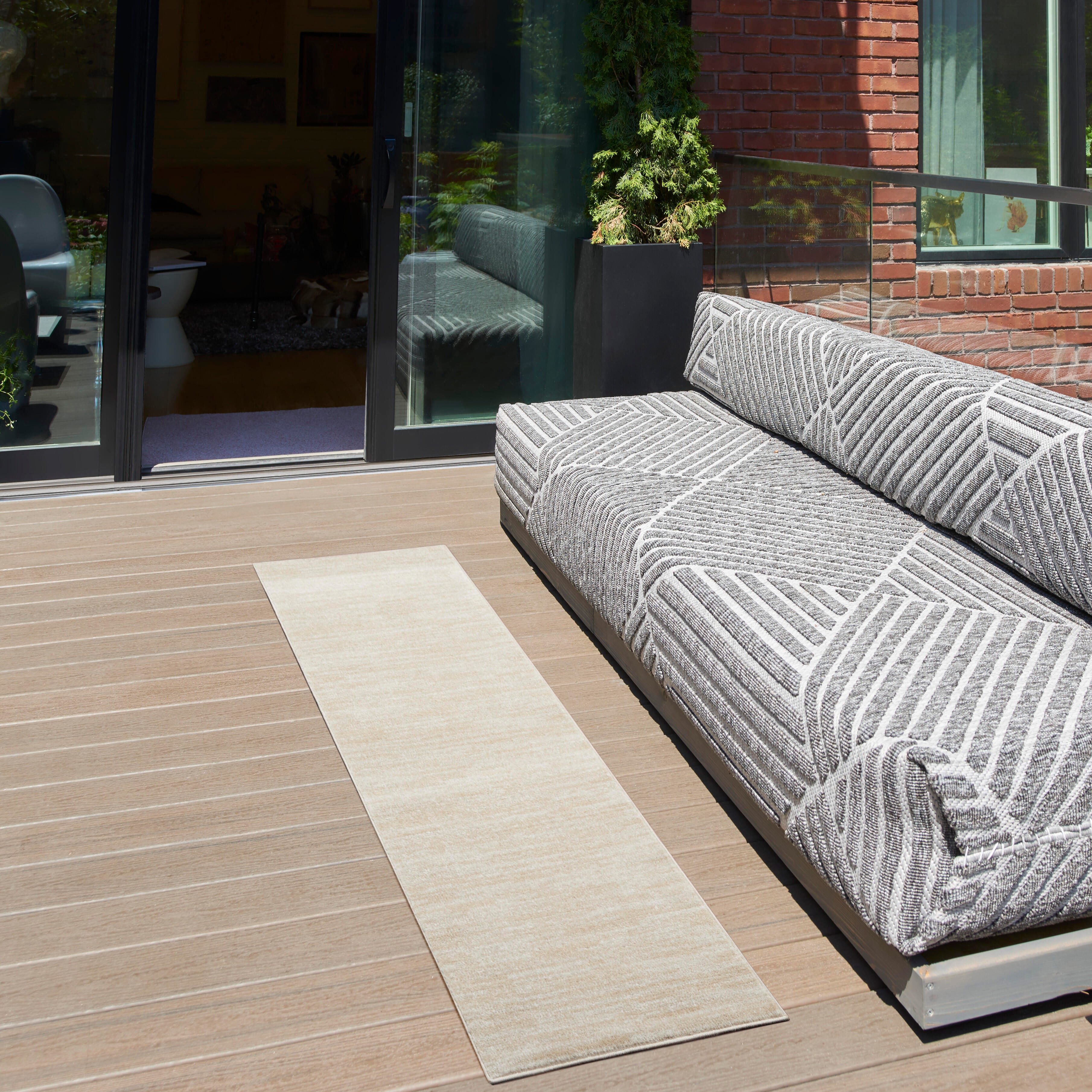 Nourison Home Nourison Nourison Essentials 2' x 6' Ivory Beige Outdoor Indoor/Outdoor Rug, Cream, rollover