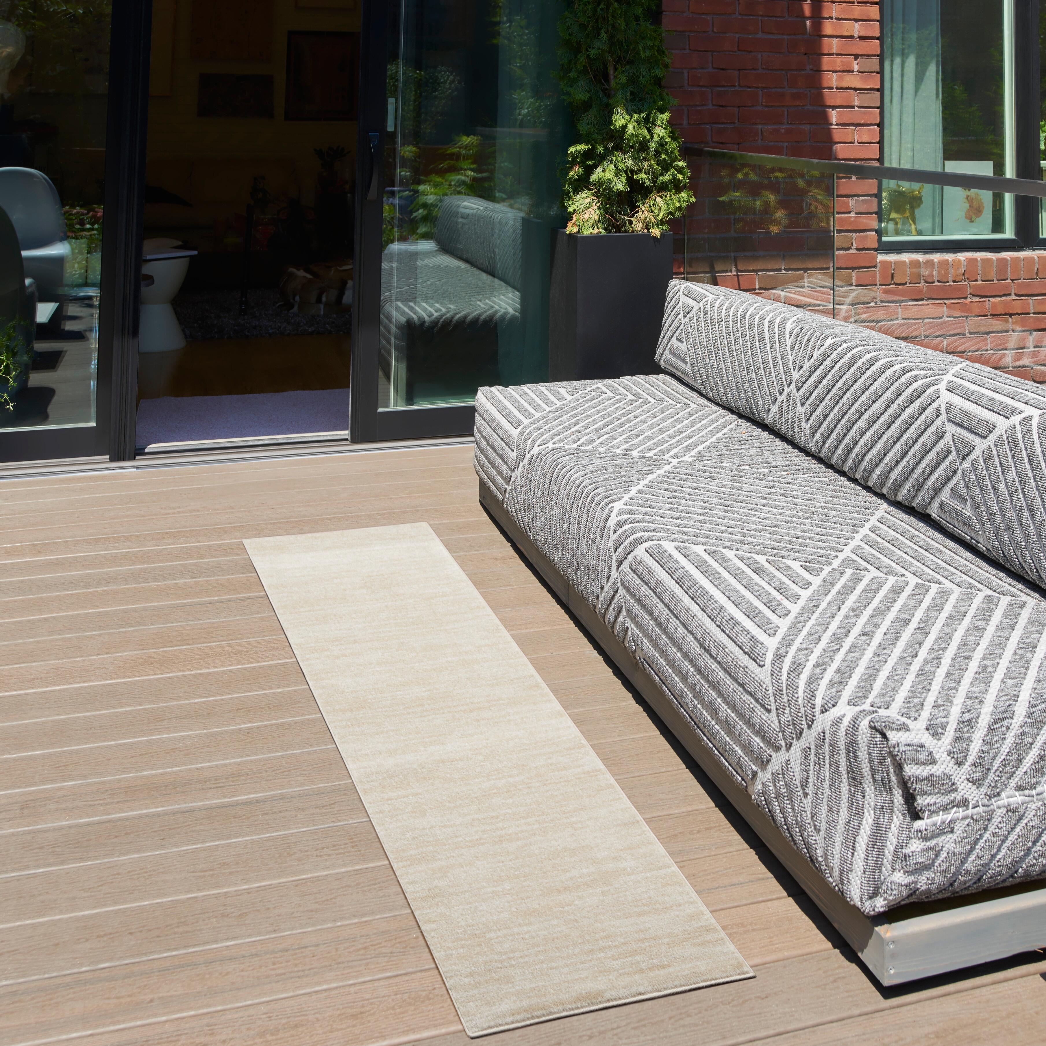 Nourison Home Nourison Nourison Essentials 2'2" x 10' Ivory Beige Outdoor Indoor/Outdoor Rug, Cream, rollover