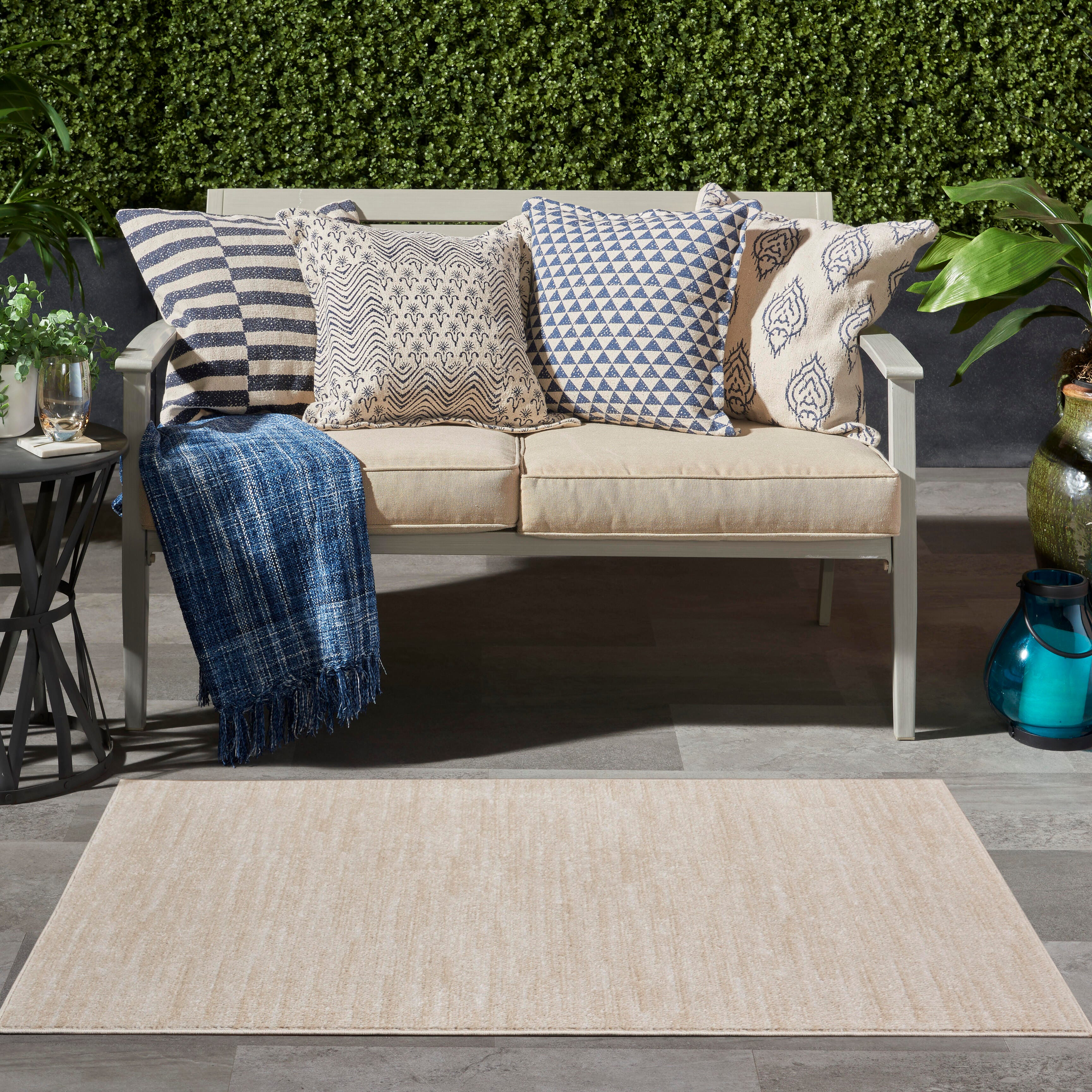Nourison Home Nourison Nourison Essentials 3' x 5' Ivory Beige Outdoor Indoor/Outdoor Rug, Cream, rollover