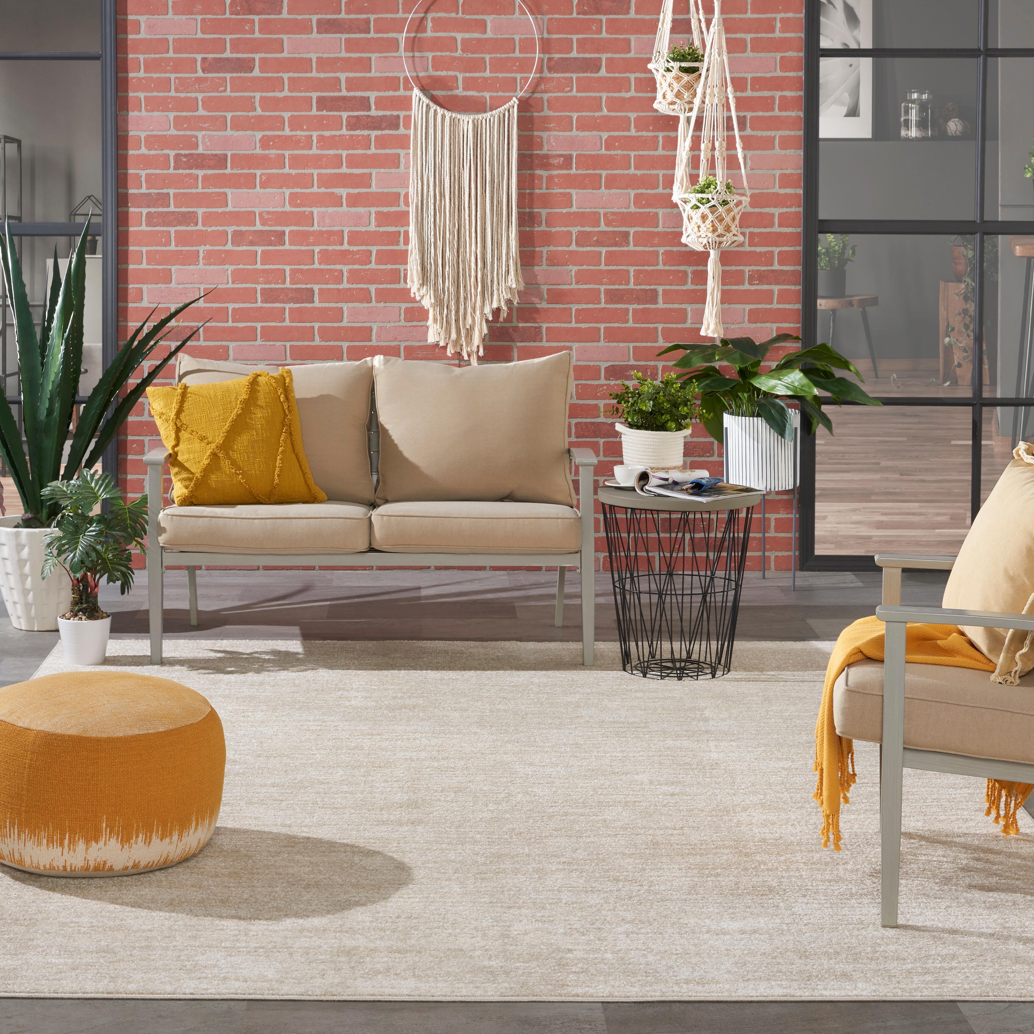 Nourison Home Nourison Nourison Essentials 7' x 10' Ivory Beige Outdoor Indoor/Outdoor Rug, Cream, rollover