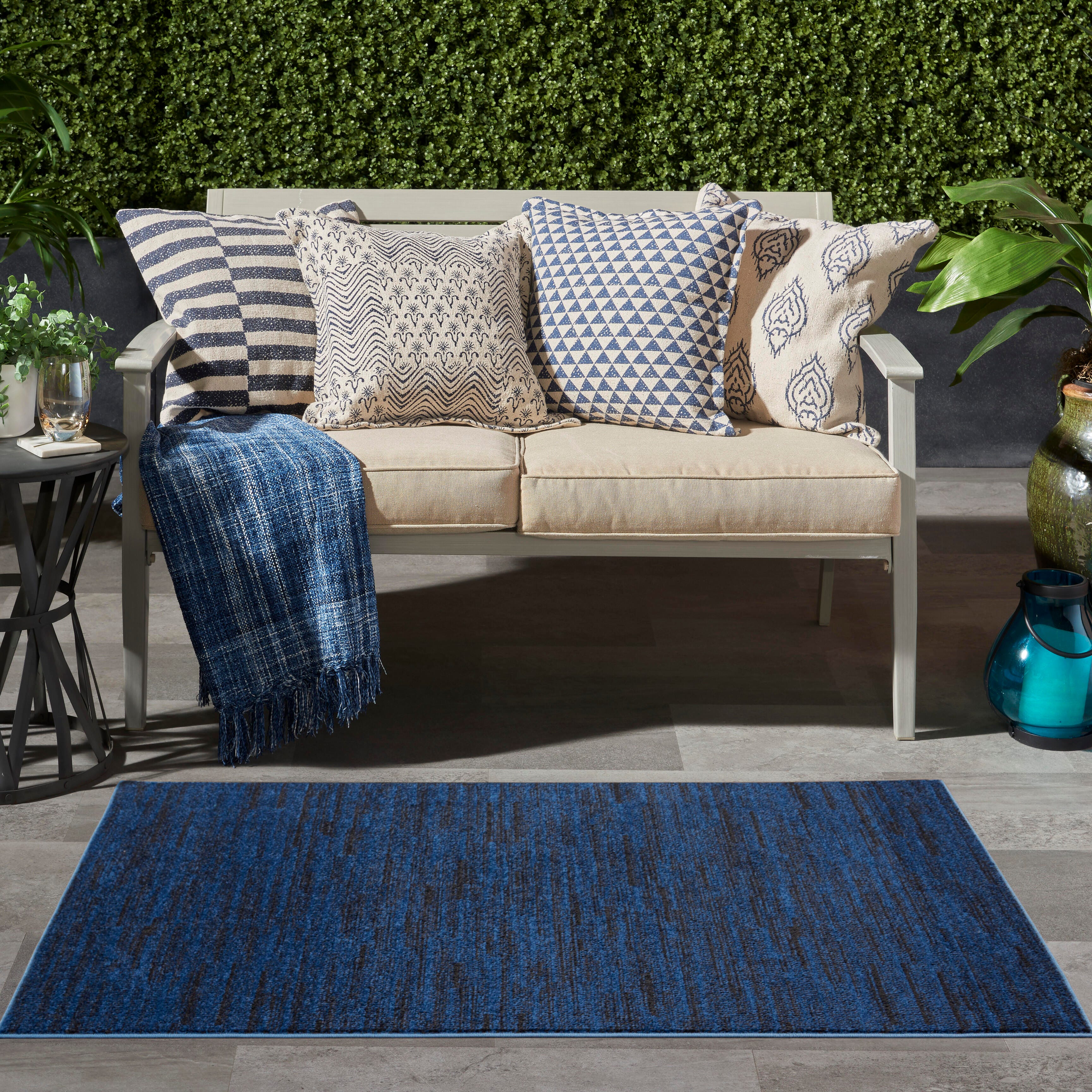 Nourison Home Nourison Nourison Essentials 3' x 5' Midnight Blue Outdoor Indoor/Outdoor Rug, Midnight Blue, rollover