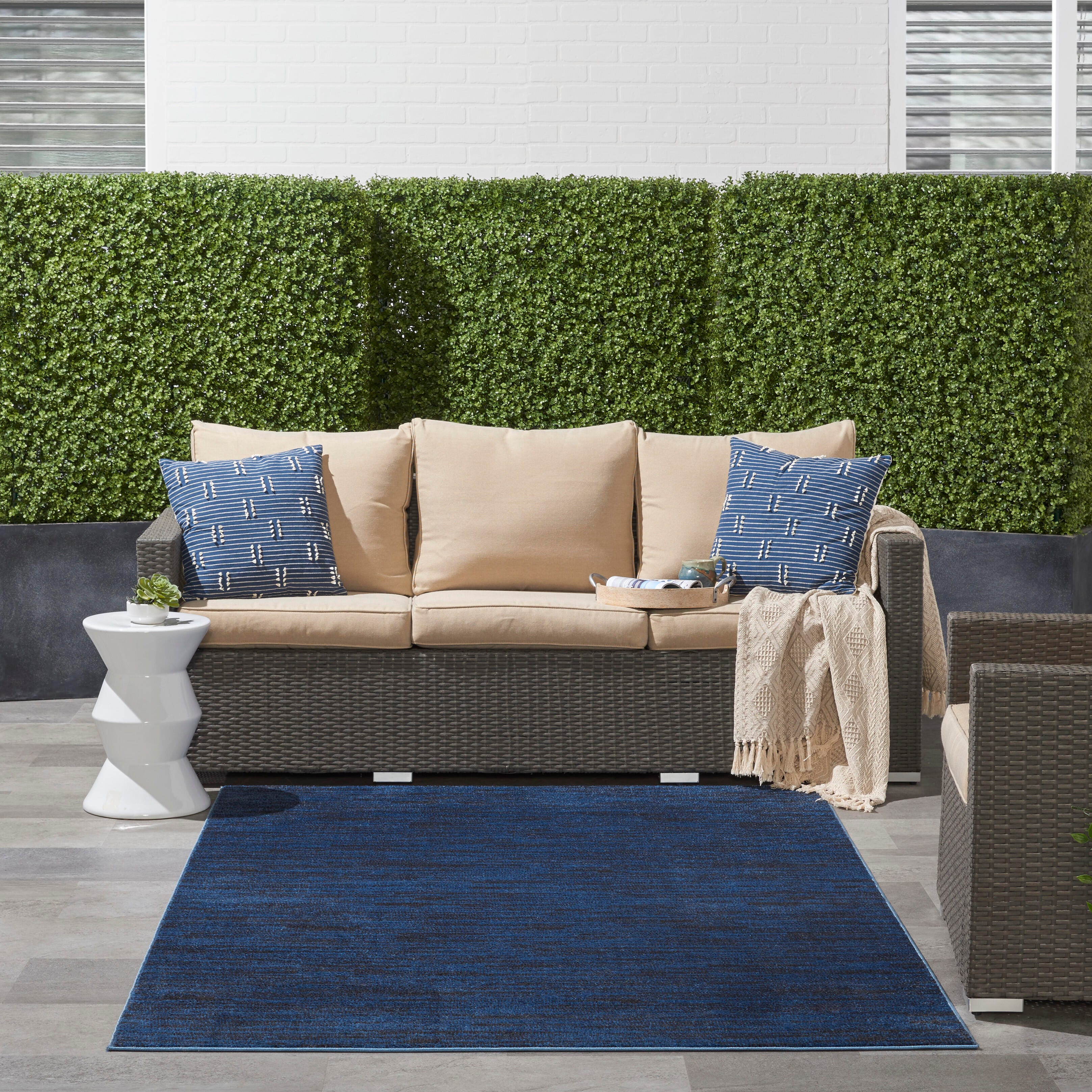 Nourison Home Nourison Nourison Essentials 4' x 6' Midnight Blue Outdoor Indoor/Outdoor Rug, Midnight Blue, rollover