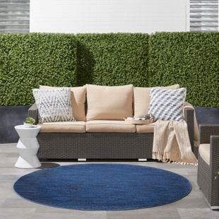 Nourison Home Nourison Nourison Essentials 6' x ROUND Midnight Blue Outdoor Indoor/Outdoor Rug, Midnight Blue, rollover