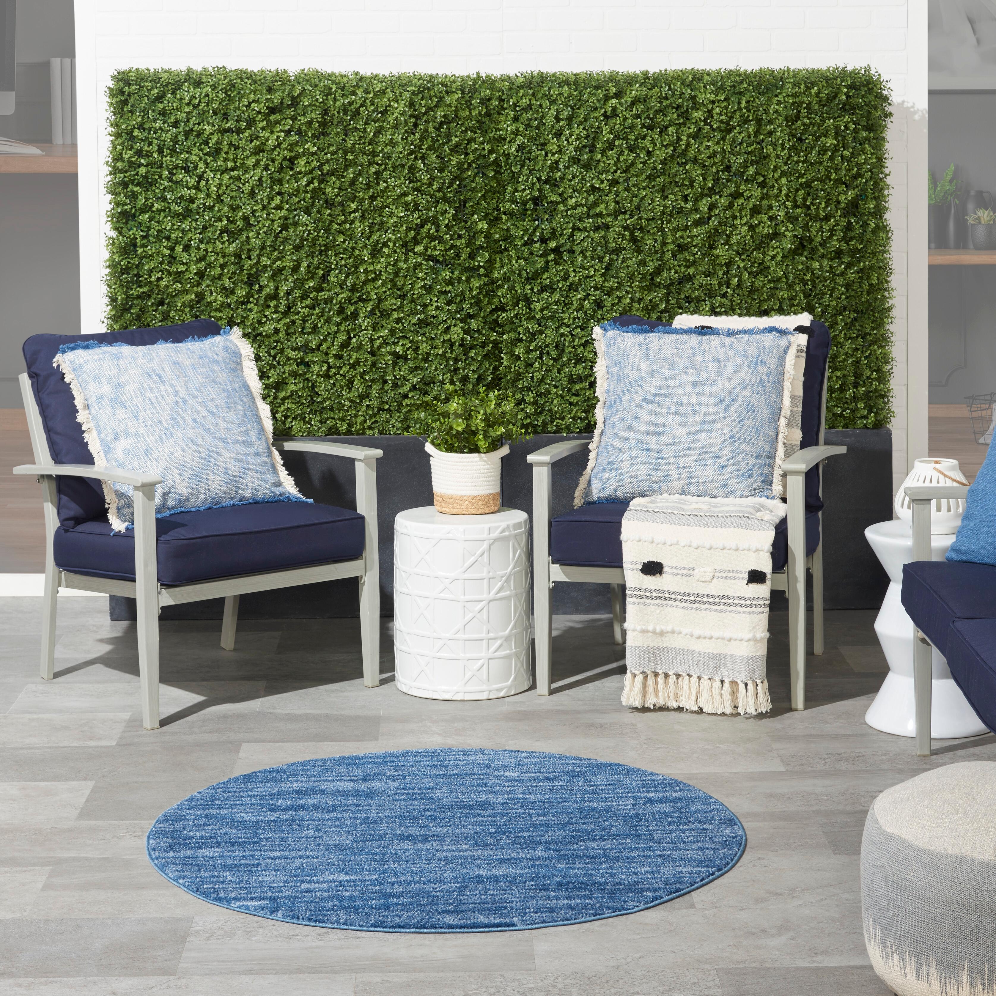Nourison Home Nourison Nourison Essentials 4' x round Navy Blue Outdoor Indoor/Outdoor Rug, Navy, rollover