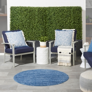 Nourison Home Nourison Nourison Essentials 4' x round Navy Blue Outdoor Indoor/Outdoor Rug, Navy, rollover