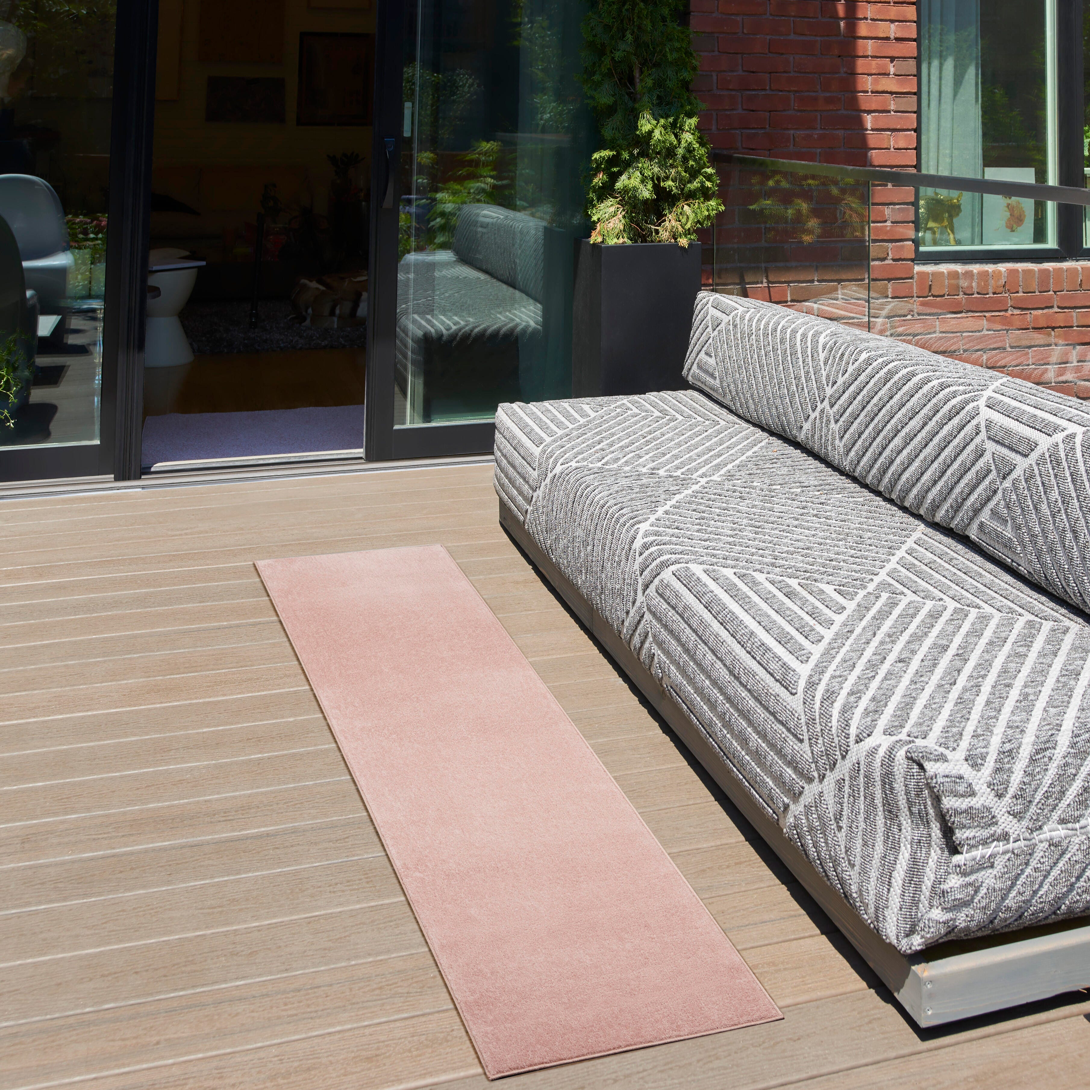 Nourison Home Nourison Nourison Essentials 2' x 6' Pink Outdoor Indoor/Outdoor Rug, Pink, rollover