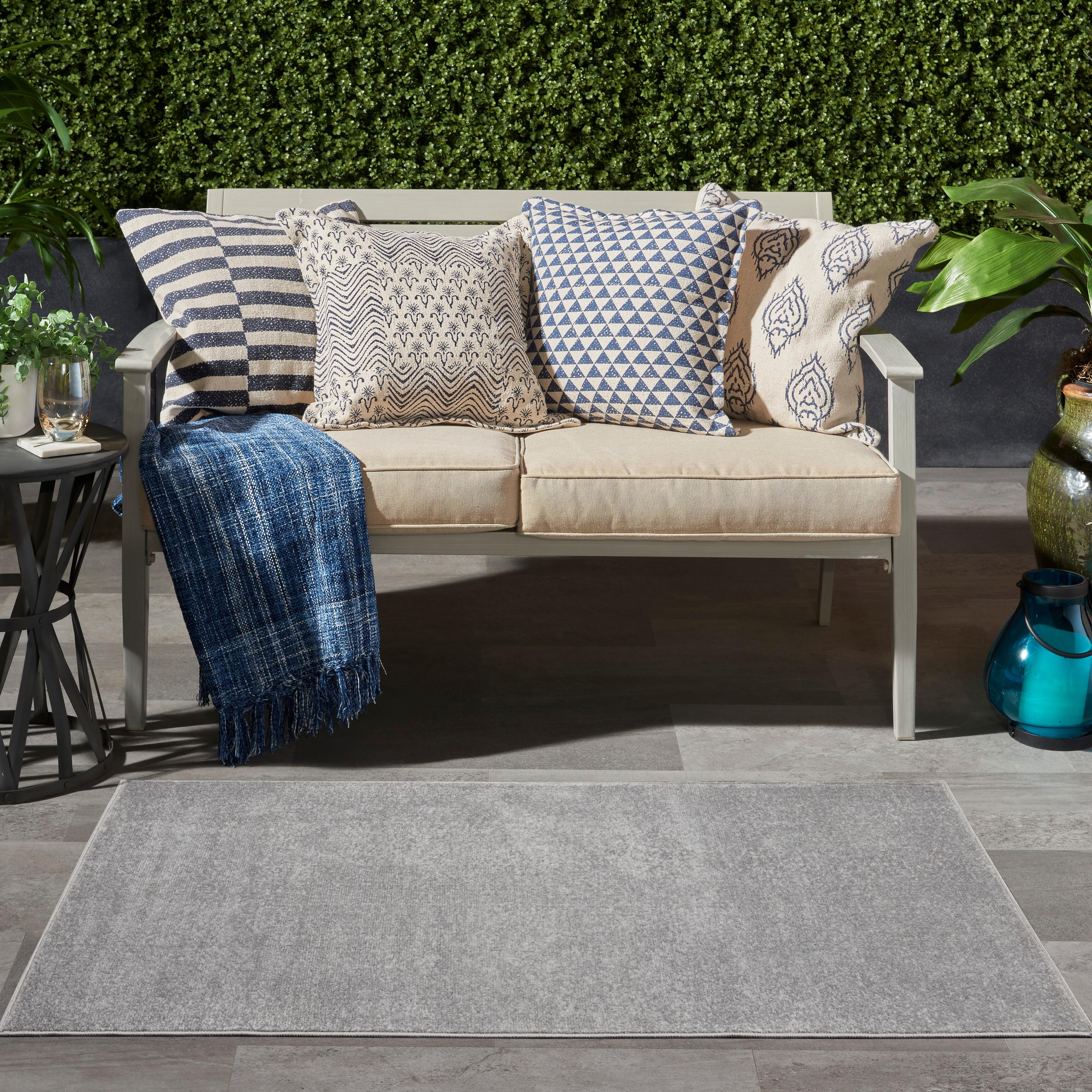 Nourison Home Nourison Nourison Essentials 3' x 5' Silver Grey Outdoor Indoor/Outdoor Rug, Silver, rollover