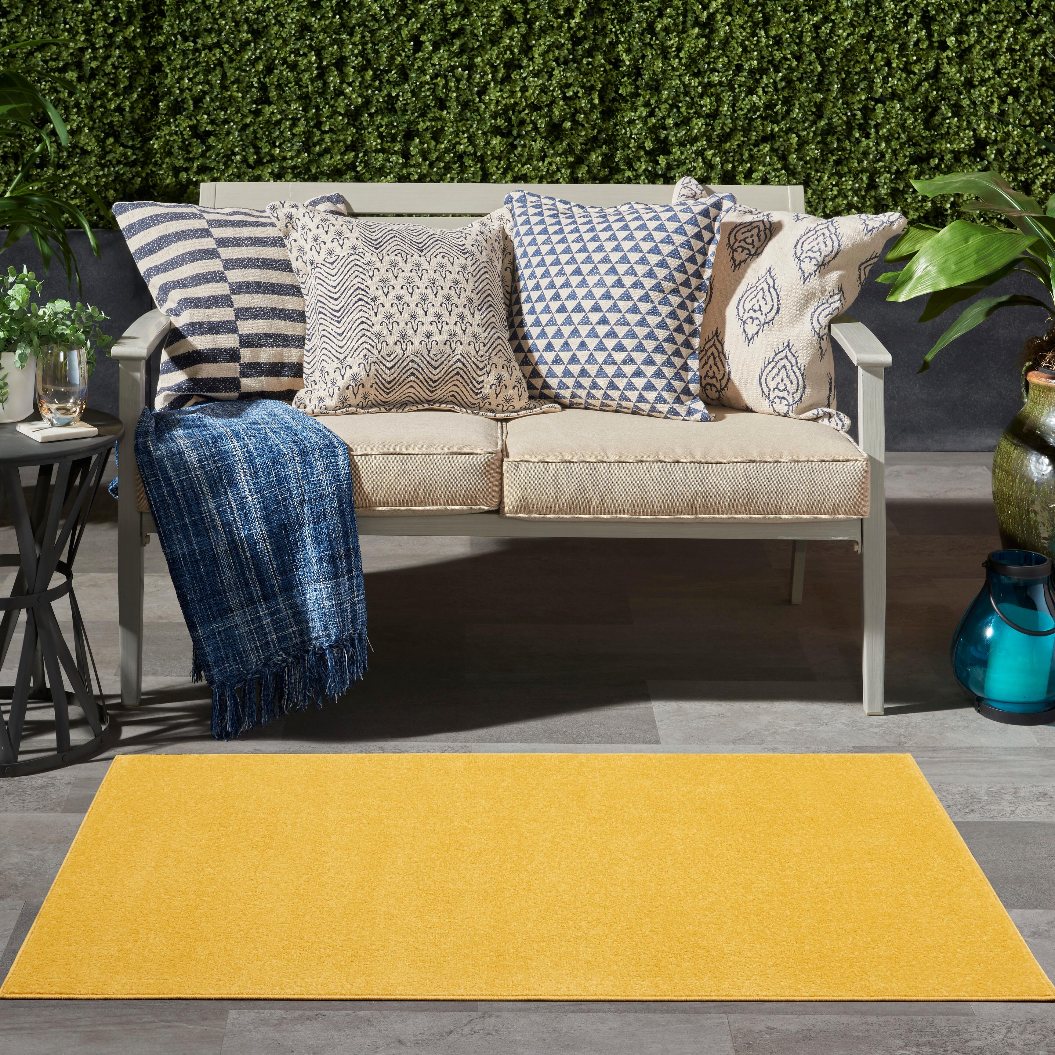 Nourison Home Nourison Nourison Essentials 3' x 5' Yellow Outdoor Indoor/Outdoor Rug, Yellow, rollover