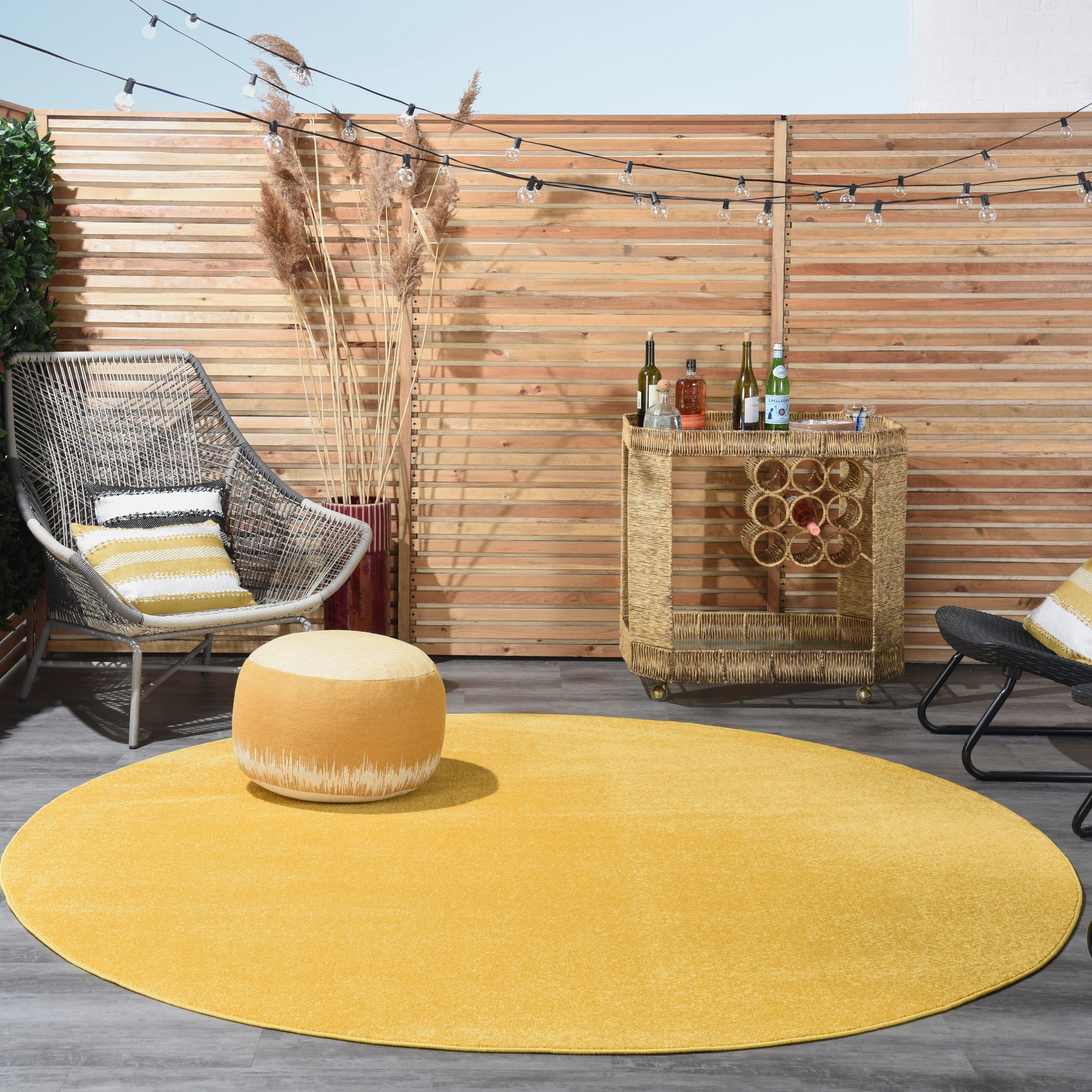 Nourison Home Nourison Nourison Essentials 8' x round Yellow Outdoor Indoor/Outdoor Rug, Yellow, rollover
