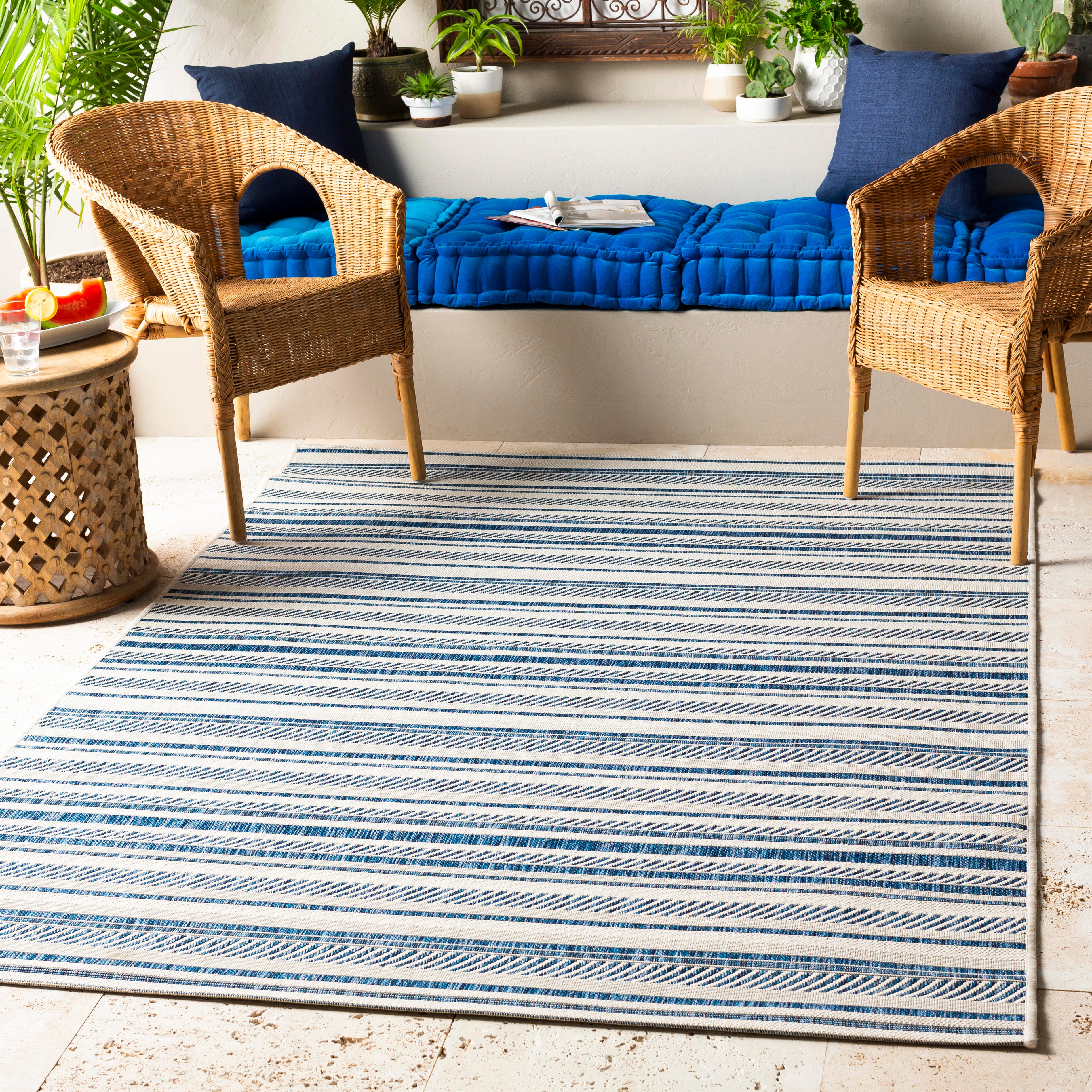Surya Eagean 7'10" x 10'2" Area Rug, Denim/Navy/White, rollover