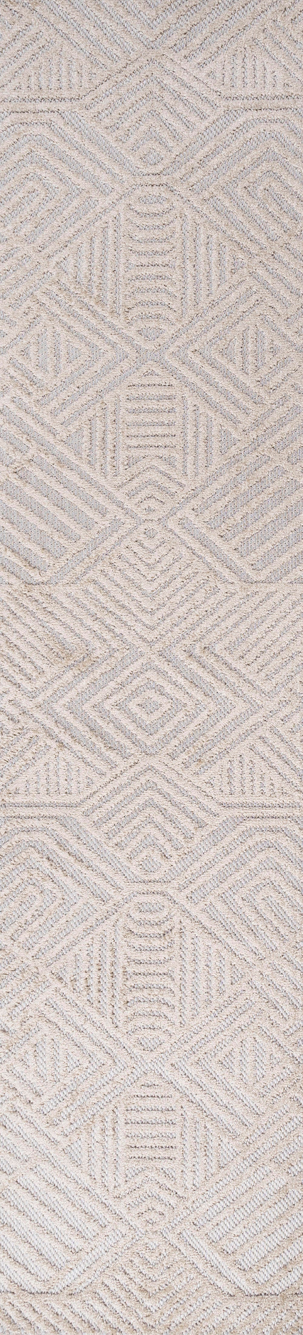 JONATHAN Y Jordan High-Low Pile Art Deco Geometric Outdoor 2' x 10' Runner Rug, Beige, large