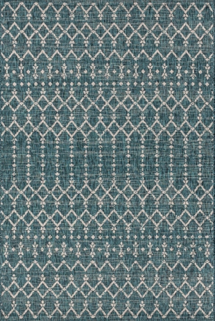JONATHAN Y Ourika Moroccan Geometric Textured Weave Outdoor 3' x 5' Area Rug, Teal/Gray, large