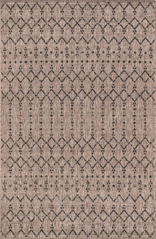 JONATHAN Y Ourika Moroccan Geometric Textured Weave Outdoor 3' x 5' Area Rug, Natural/Black, large