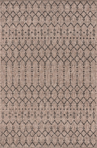 JONATHAN Y Ourika Moroccan Geometric Textured Weave Outdoor 3' x 5' Area Rug, Natural/Black, rollover