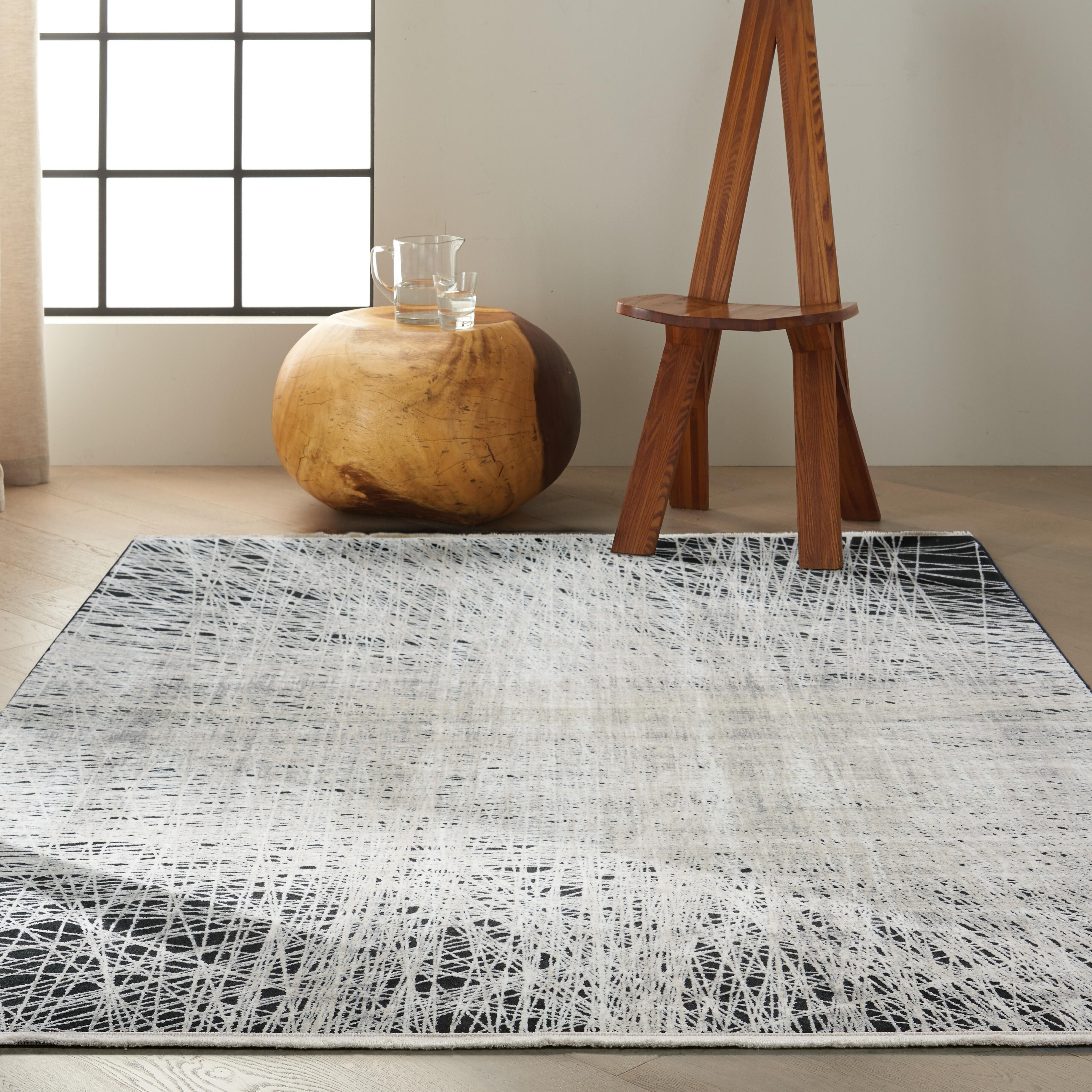 Calvin Klein Calvin Klein Balian 5'3" x 7'3" Black/Silver Modern Indoor Rug, , rollover