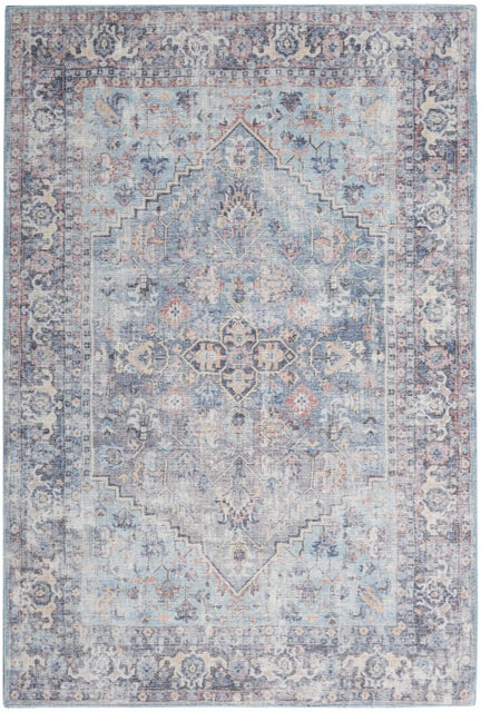 Nourison Home Machine Washable Series 7'10" x 9'10" Light Grey/Blue Vintage Indoor Rug