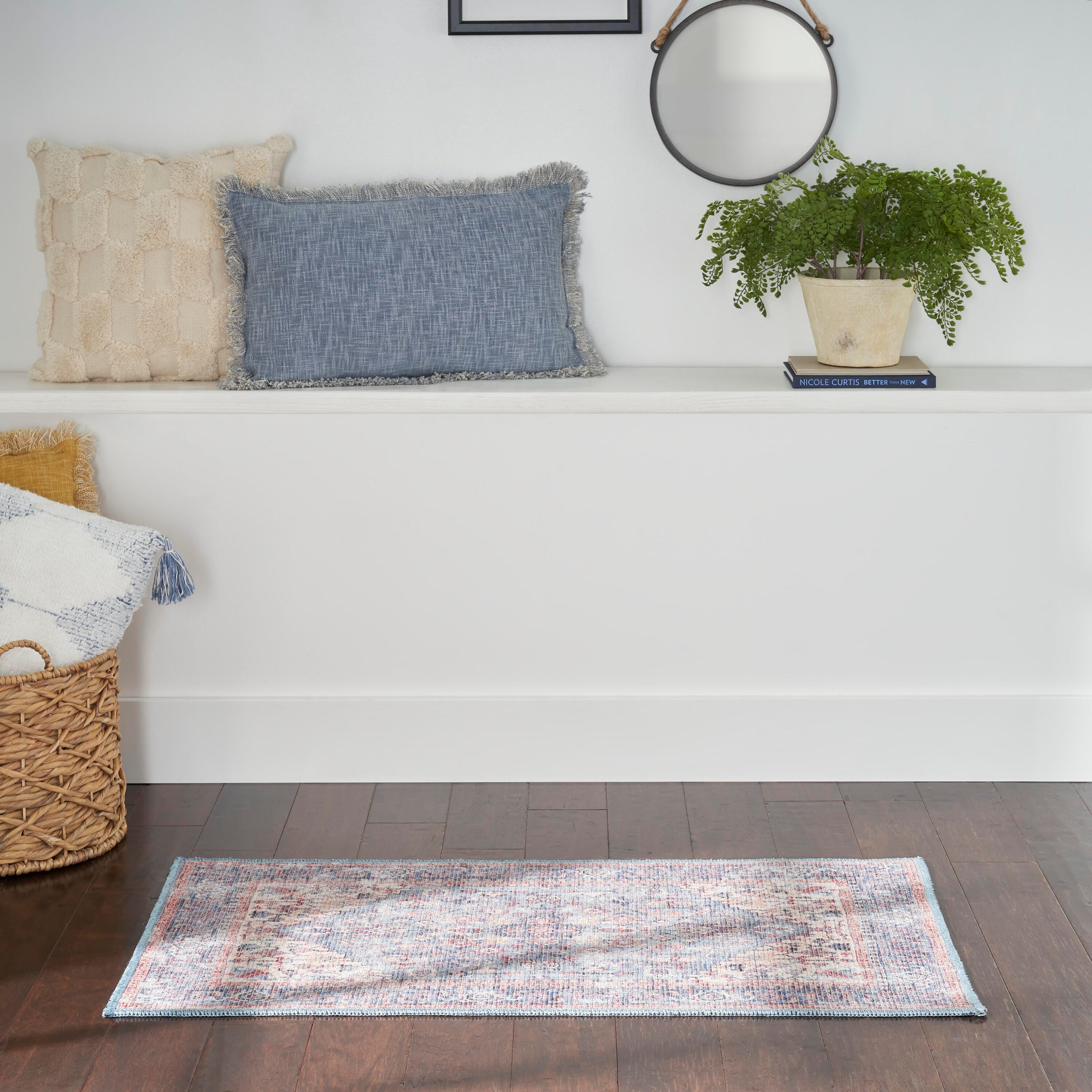 Nourison Home  Nicole Curtis Machine Washable Series 1 2' x 3'9" Blue/Multi Vintage Indoor Rug, Blue/Multi, rollover