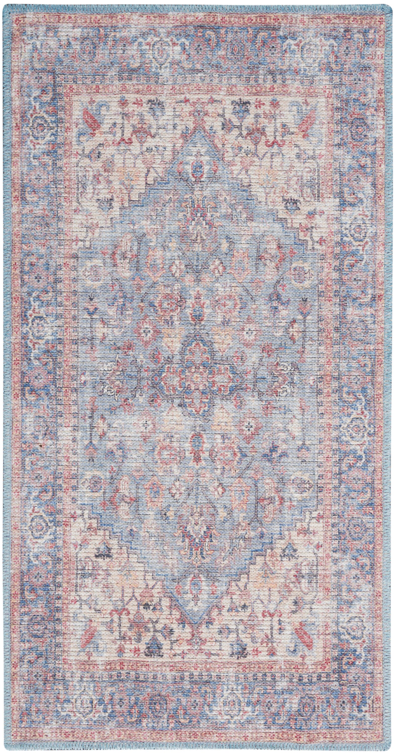 Nourison Home  Nicole Curtis Machine Washable Series 1 2' x 3'9" Blue/Multi Vintage Indoor Rug, Blue/Multi, large