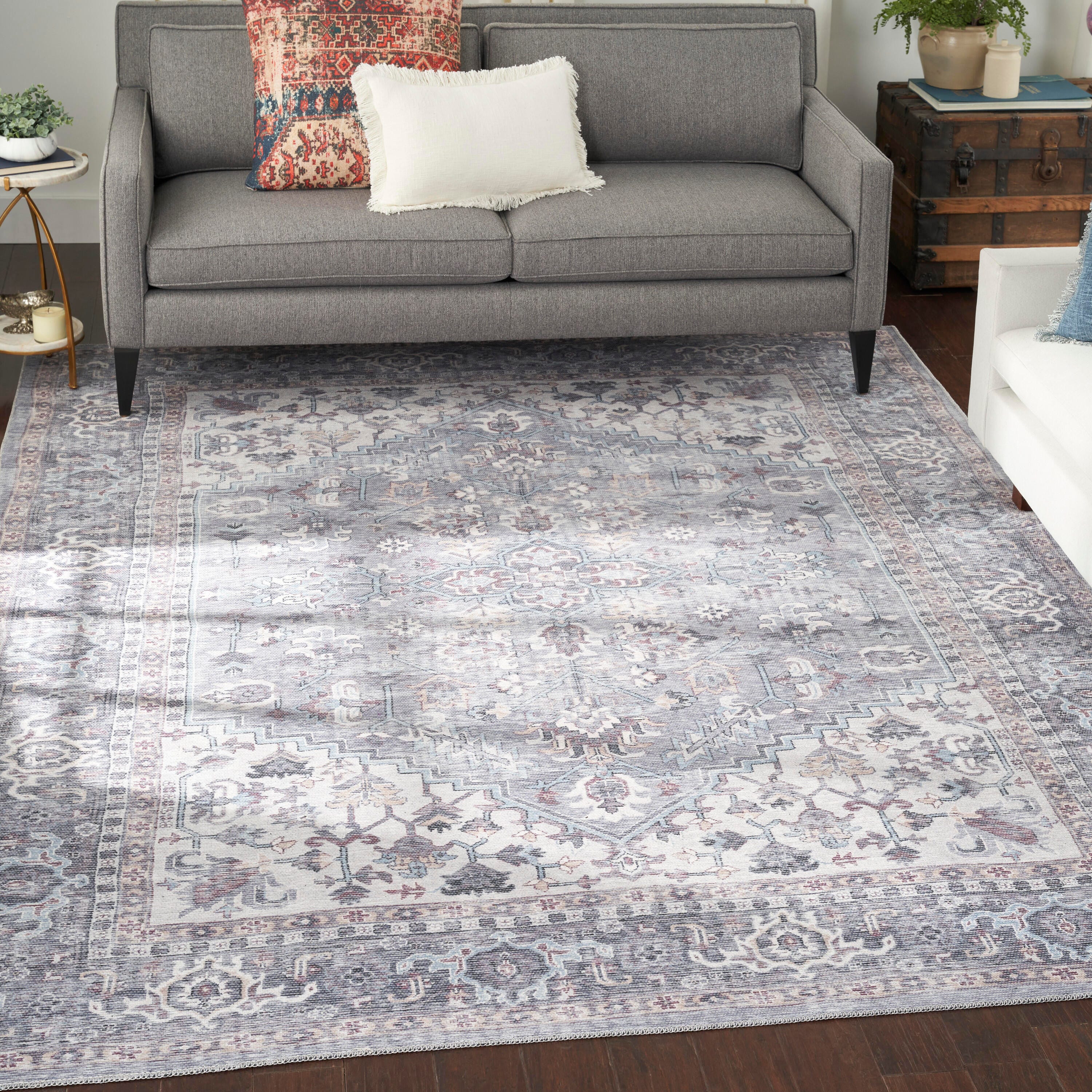 Nourison Home Nicole Curtis Machine Washable Series 1 Grey Vintage Indoor Rug