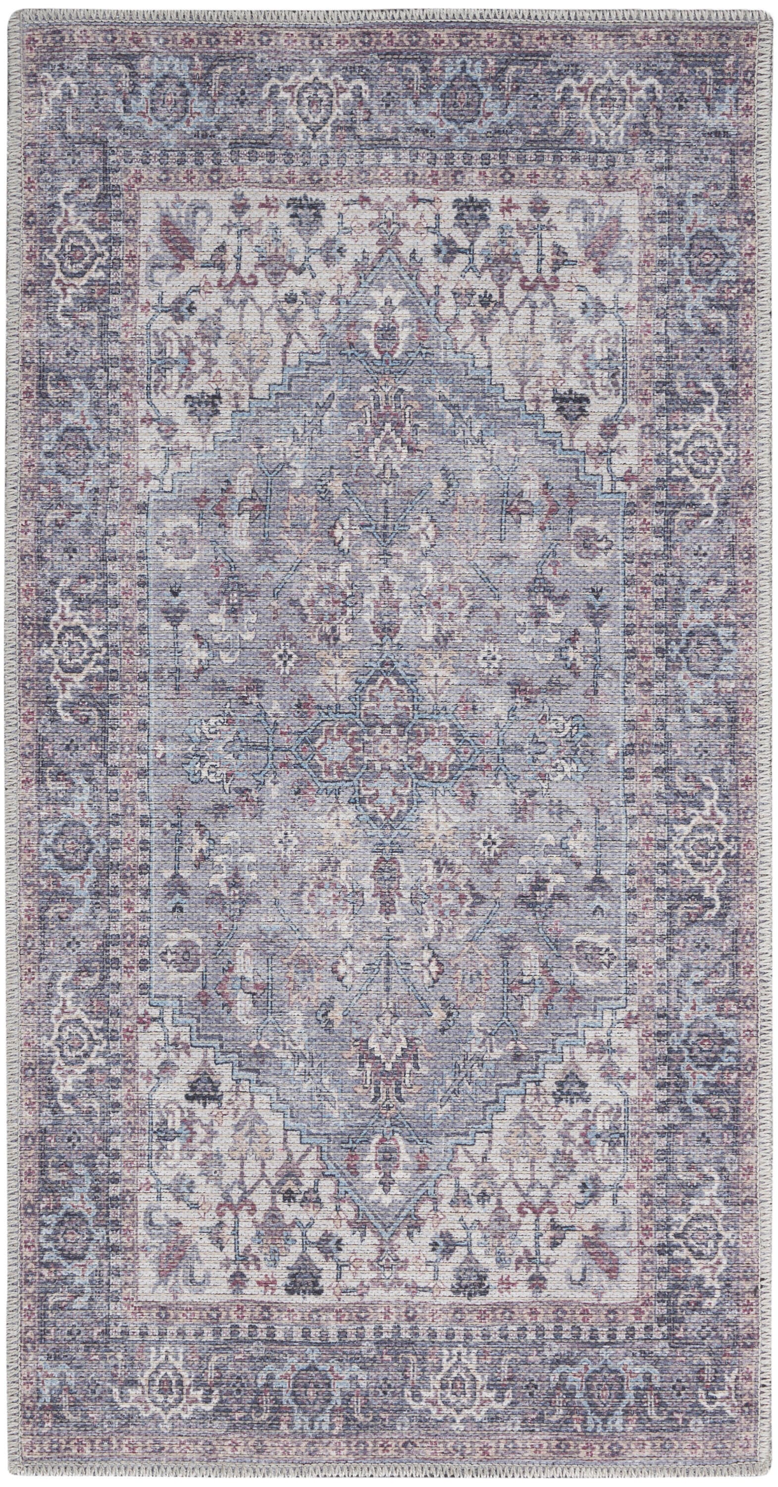 Nourison Home  Nicole Curtis Machine Washable Series 1 2' x 3'9" Grey Vintage Indoor Rug, Gray, large