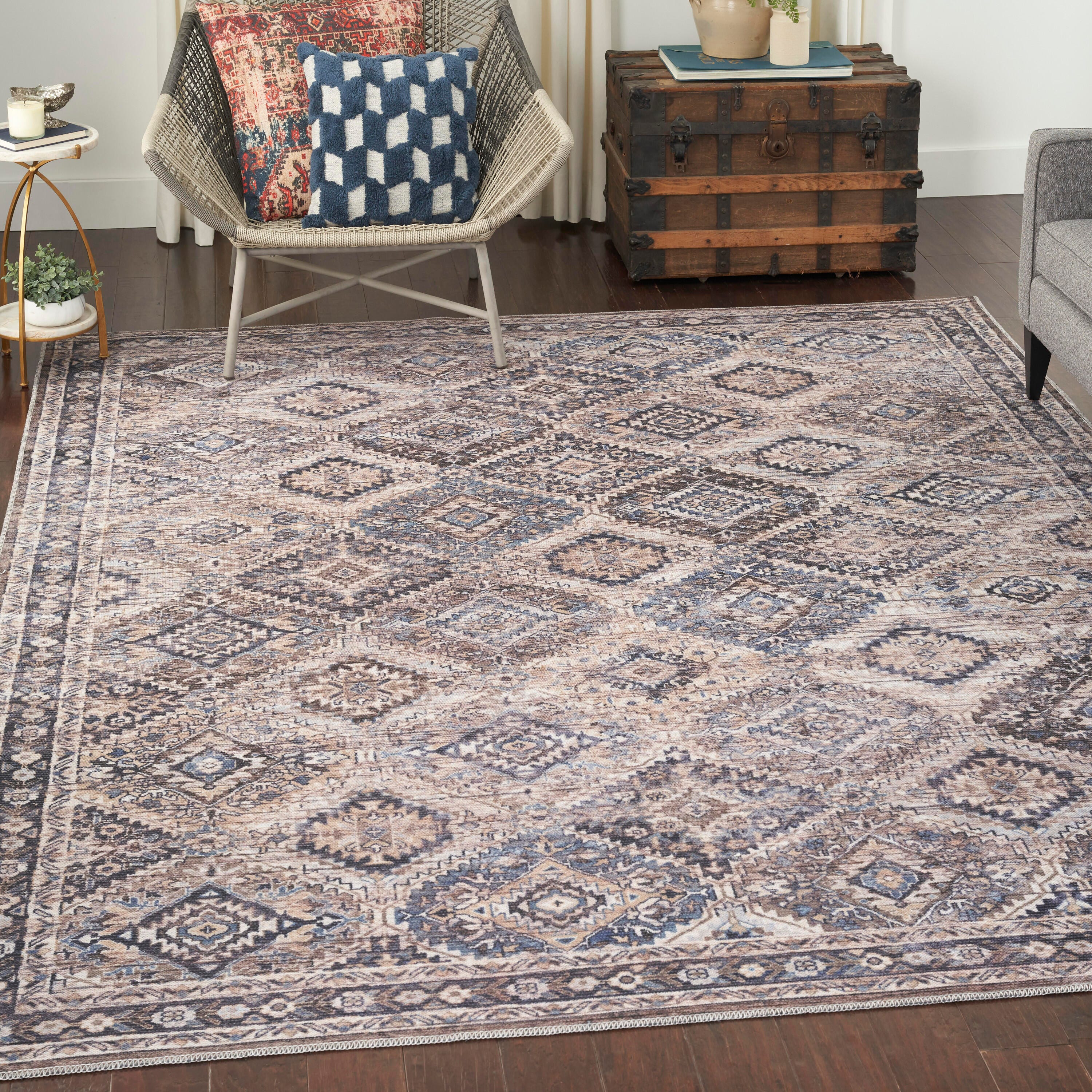 Nourison Home  Nicole Curtis Machine Washable Series 1 9'2" x 12' Ivory/Latte Vintage Indoor Rug, Ivory/Latte, rollover