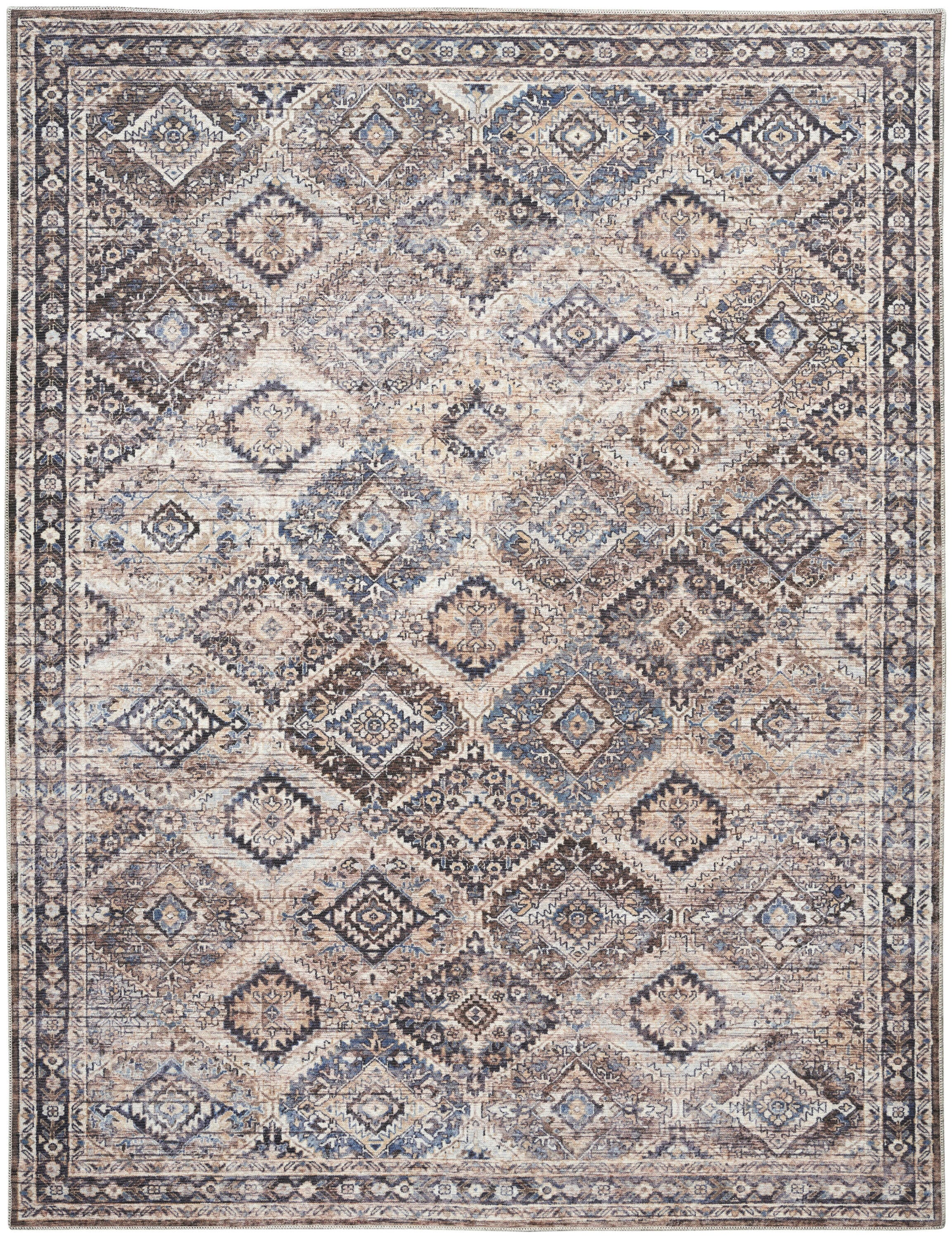 Nourison Home  Nicole Curtis Machine Washable Series 1 9'2" x 12' Ivory/Latte Vintage Indoor Rug, Ivory/Latte, large