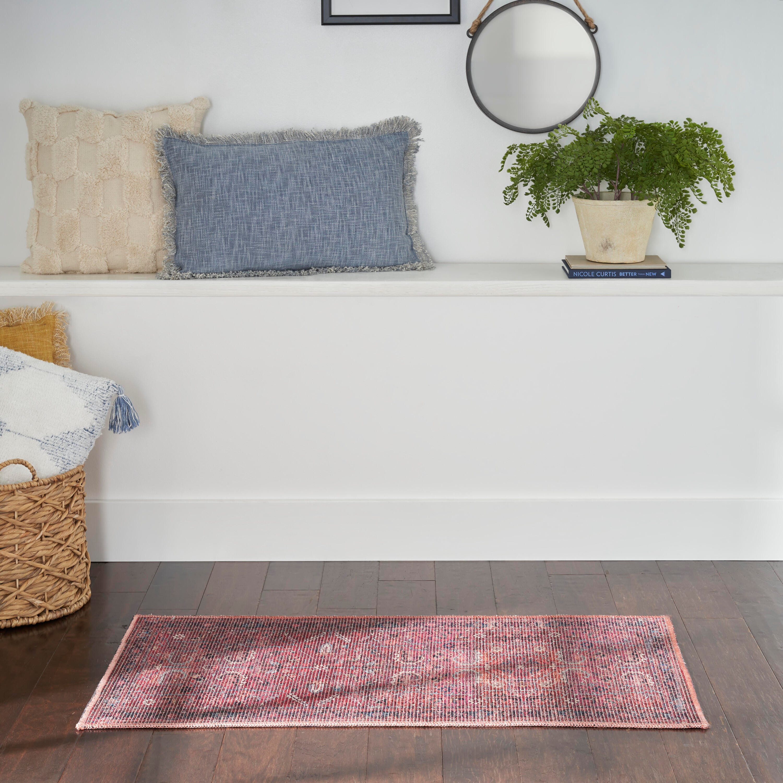 Nourison Home  Nicole Curtis Machine Washable Series 1 2' x 3'9" Brick Vintage Indoor Rug, Brick, rollover
