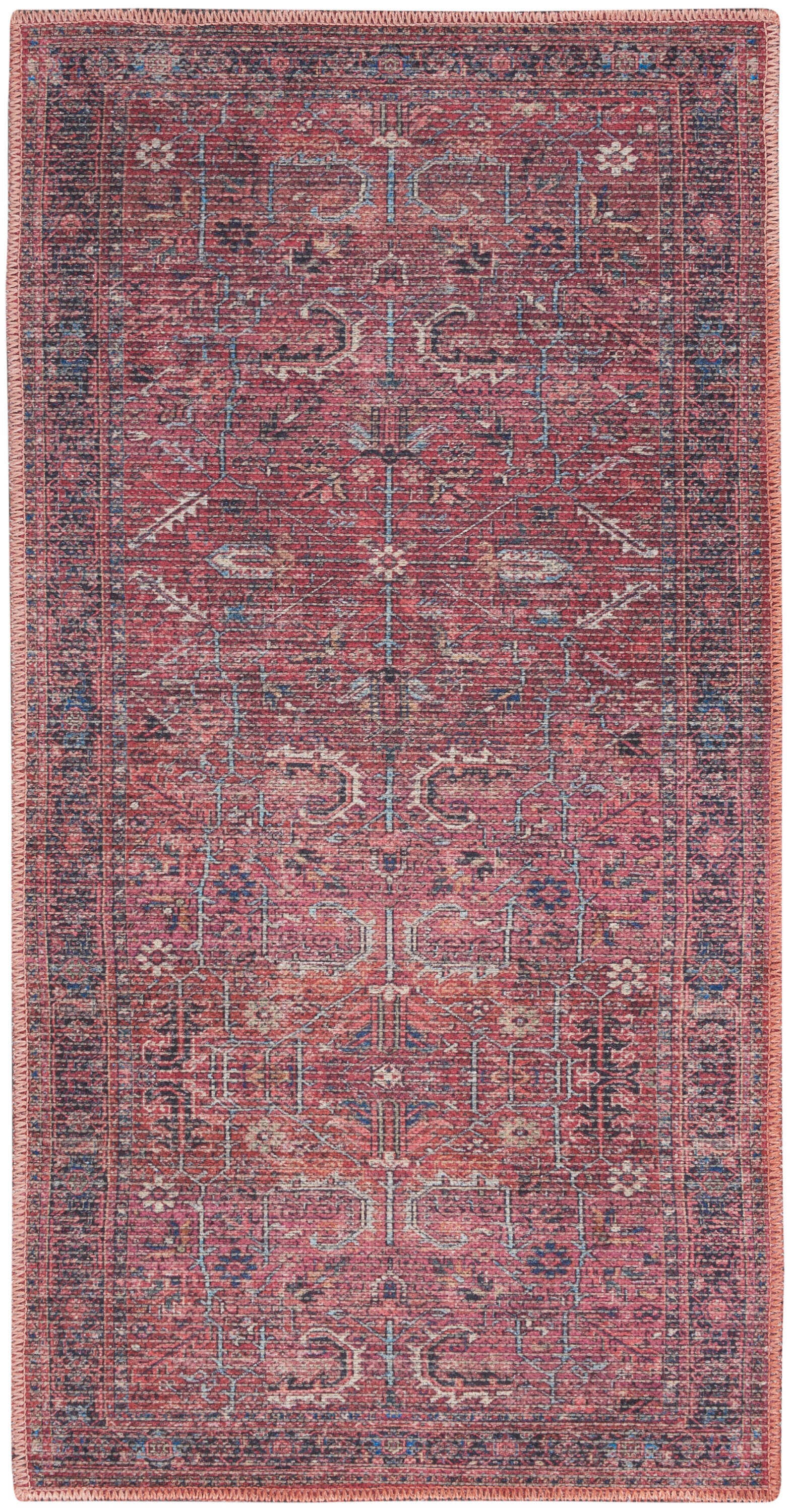 Nourison Home  Nicole Curtis Machine Washable Series 1 2' x 3'9" Brick Vintage Indoor Rug, Brick, large