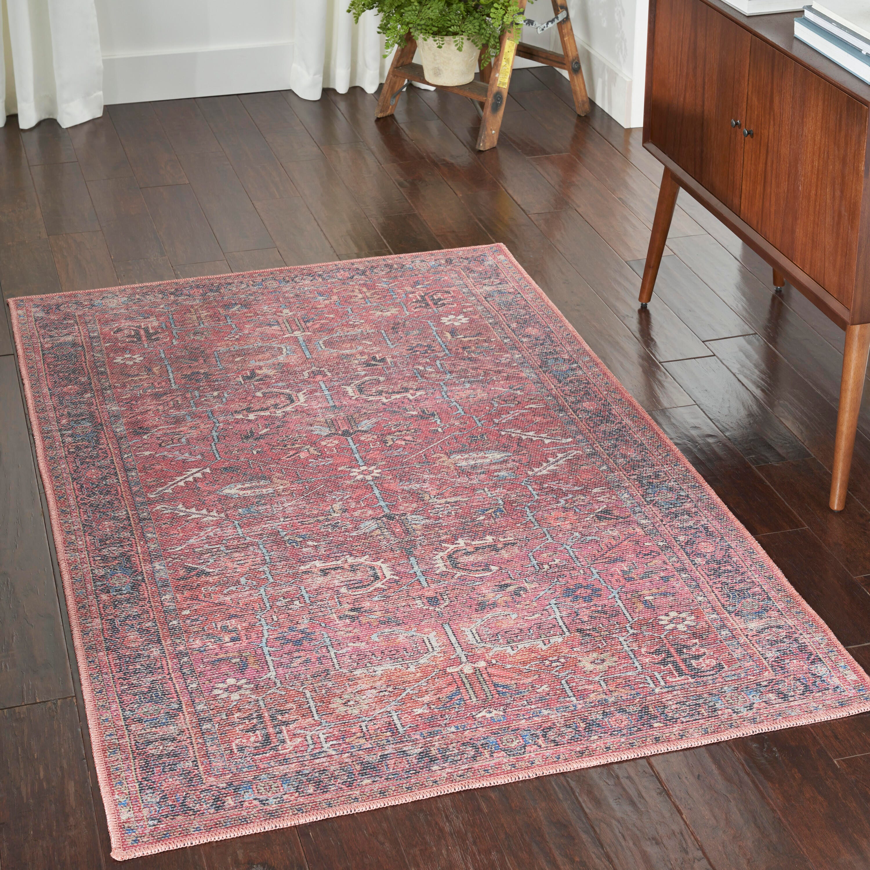 Nourison Home  Nicole Curtis Machine Washable Series 1 4' x 6' Brick Vintage Indoor Rug, Brick, rollover